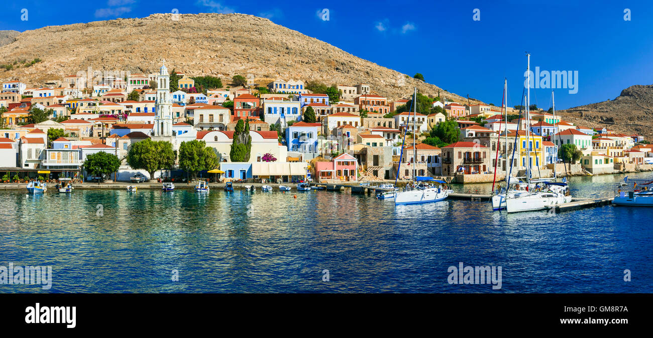 Pictorisl authentische griechische Inseln - Chalki, Dodekanes Stockfoto