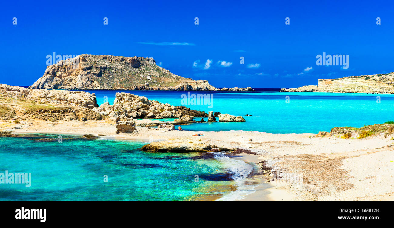 wunderschönen türkisblauen Strand Lefkos, Karpathos Insel, Griechenland Stockfoto