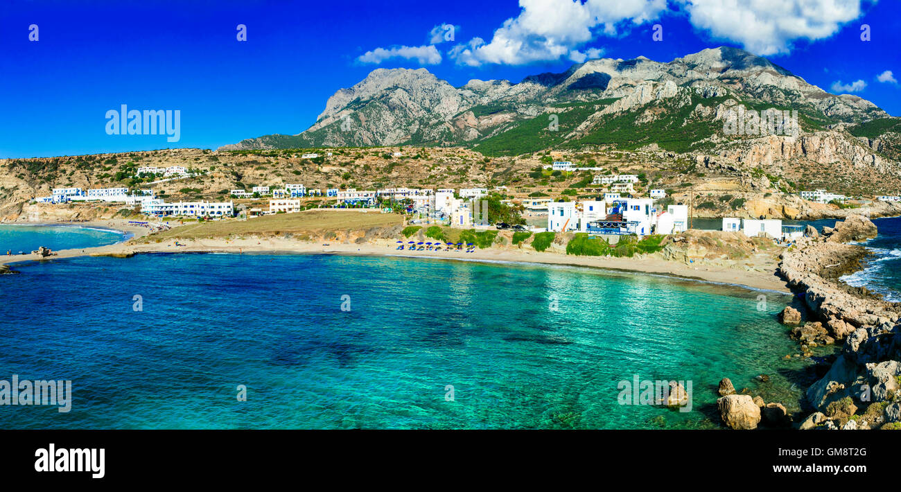 Wunderschöner Lefkos Strand, Karpathos, Griechenland. Stockfoto