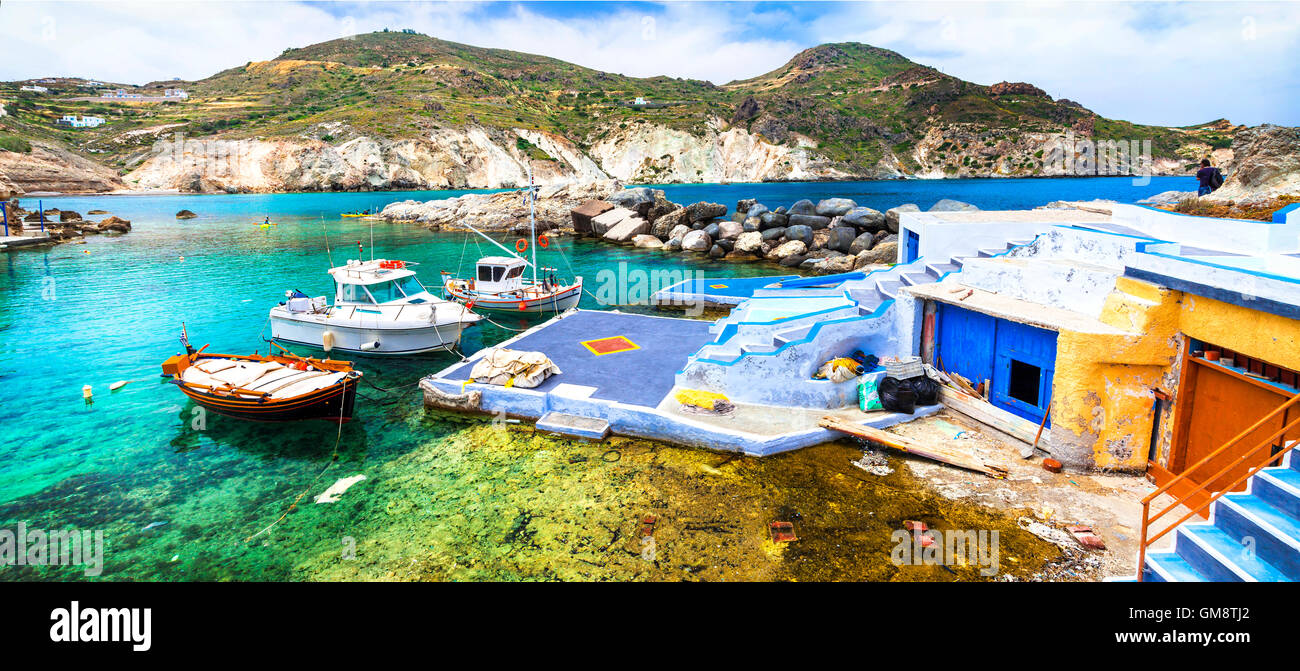 authentischen traditionellen Dörfer der griechischen Inseln - Mandrakia, Milos Stockfoto