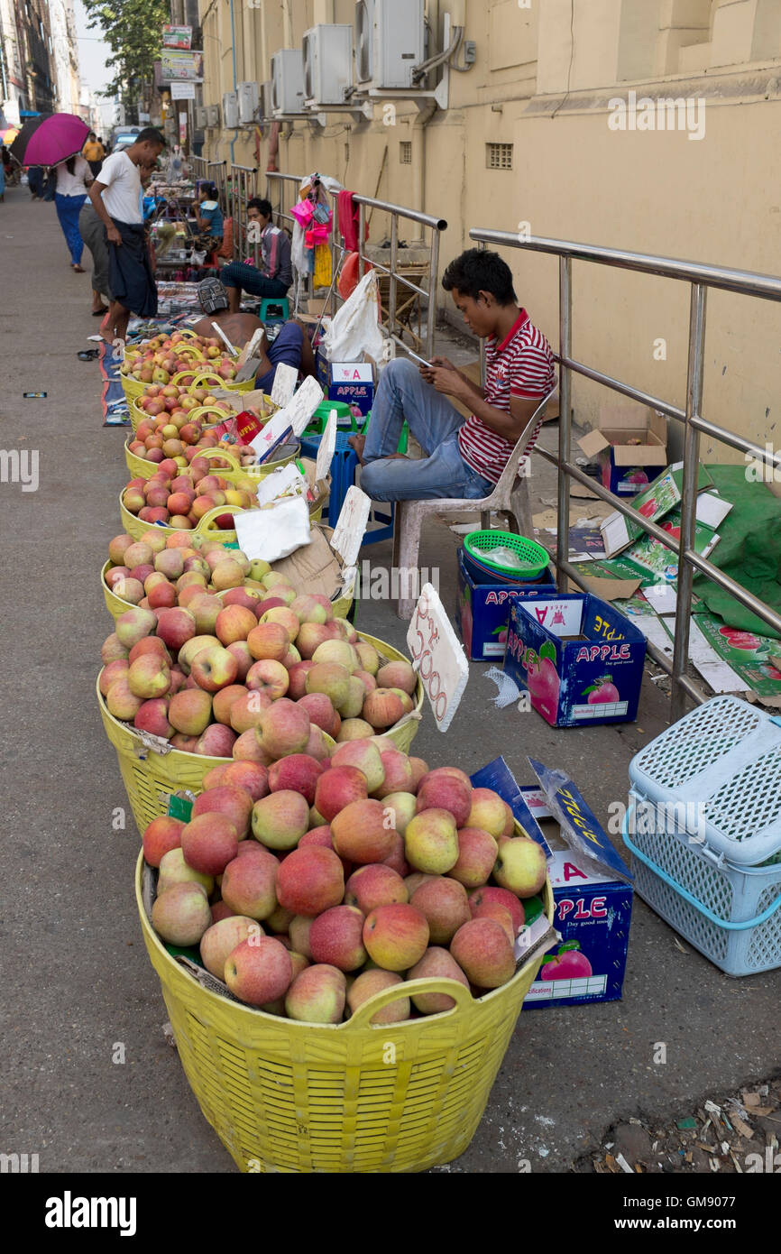 Lebensmittel Markt Yangon Myanmar Stockfoto
