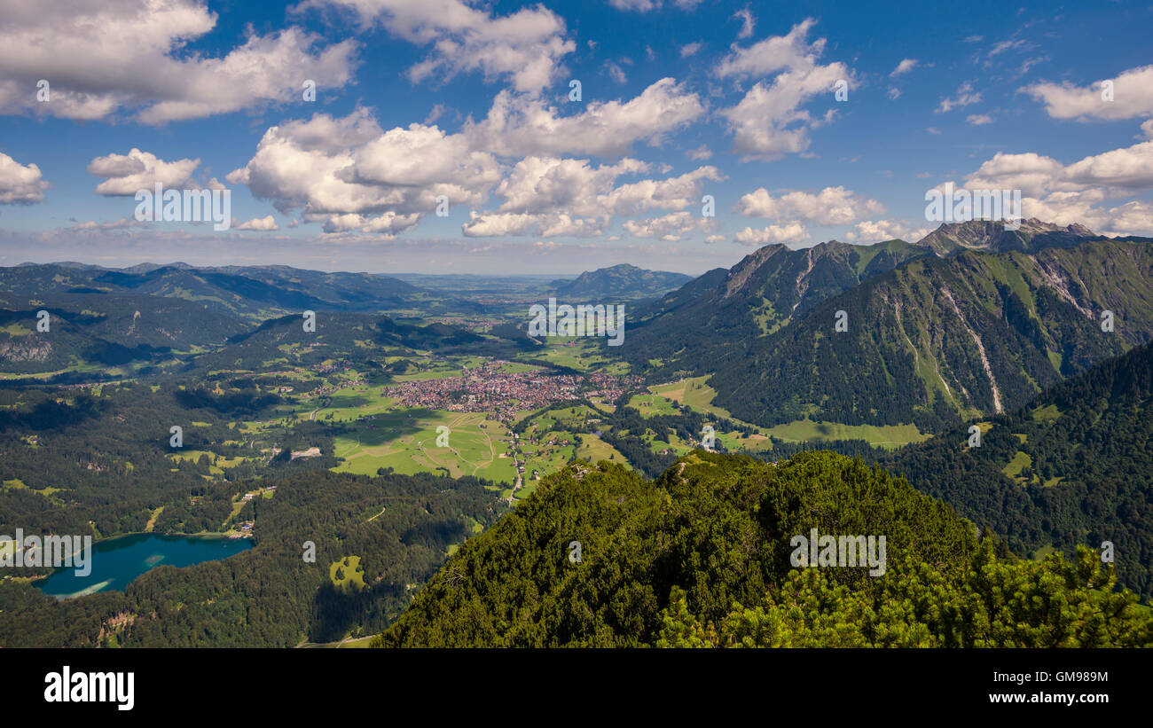 Deutschland, Bayern, Allgäu, Iller Tal, Oberstdorf und Freiberg See, Blick vom Himmelschrofen Stockfoto