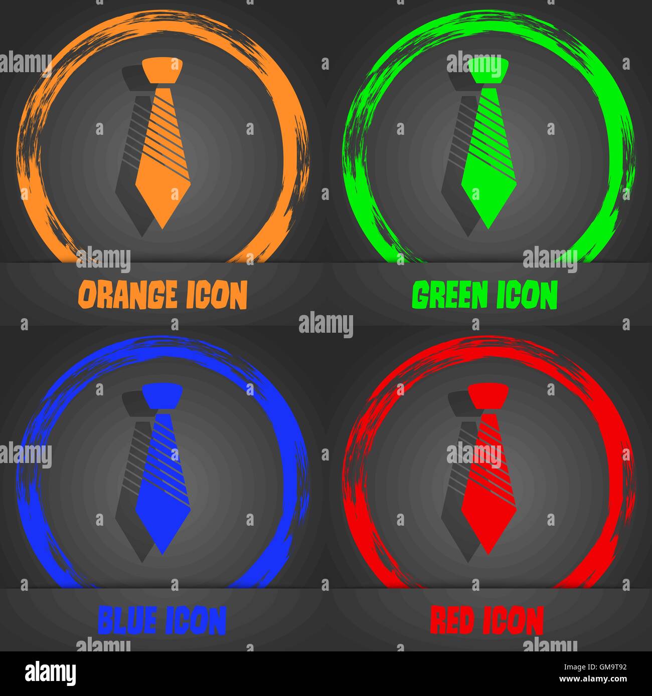 Krawatte-Schild-Symbol. Business Kleidung-Symbol. Moderne stilvolle. In orange, grün, blau, rot-Design. Vektor Stock Vektor
