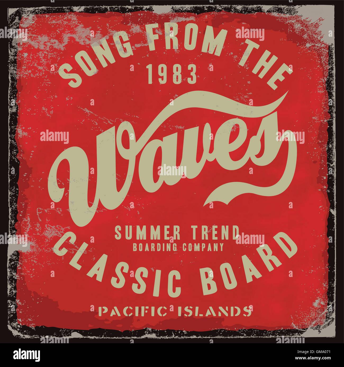 Vintage Surfen Poster mit Grunge Hintergrund. Dieses Kunstwerk kann als Druck auf T-shirts, stationär oder als Poster verwendet werden. Stock Vektor