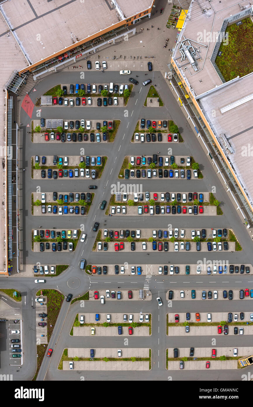 Luftbild, Parkplatz, Dreieck, EDEKA, Sterkrade-Mitte, Sterkrade, Oberhausen-Nord Oberhausen, Ruhrgebiet, Luftaufnahme Stockfoto