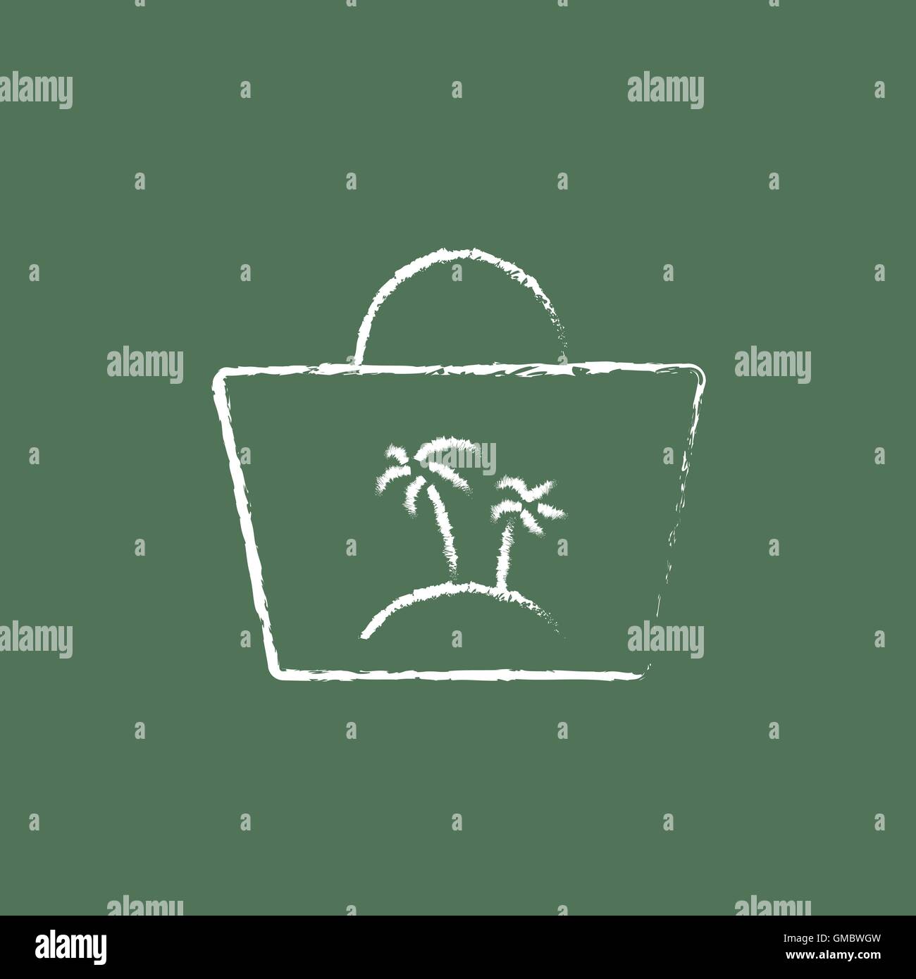 Strand Tasche Symbol in Kreide gezeichnet. Stock Vektor