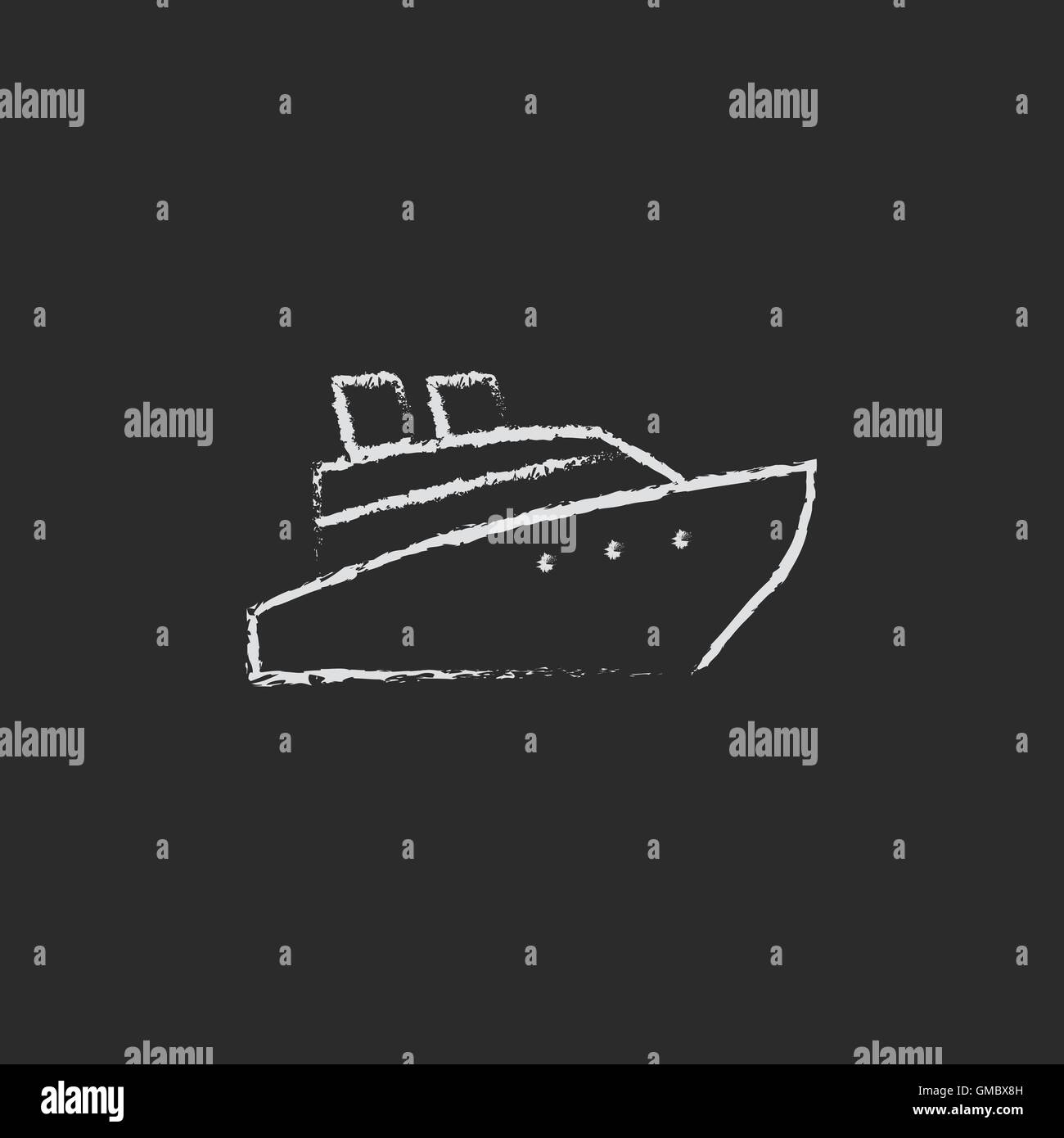 Kreuzfahrt-Schiff-Symbol in der Kreide gezeichnet. Stock Vektor