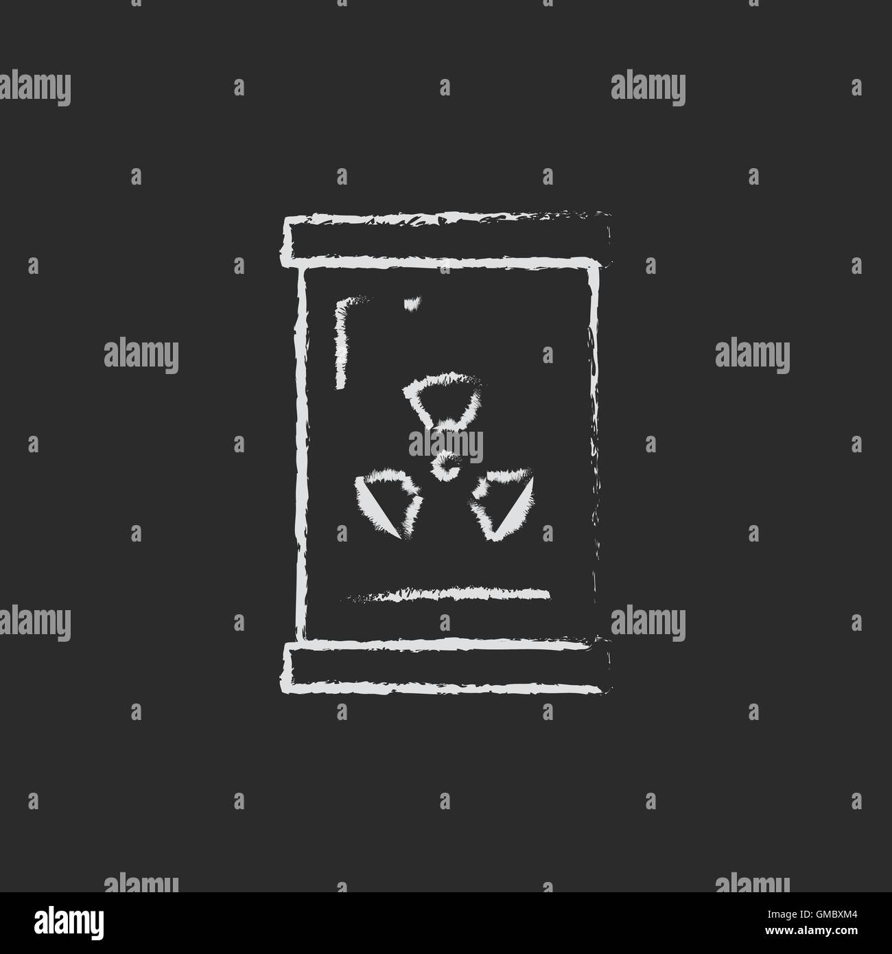 Fass mit ionisierender Strahlung Zeichen Symbol in Kreide gezeichnet. Stock Vektor