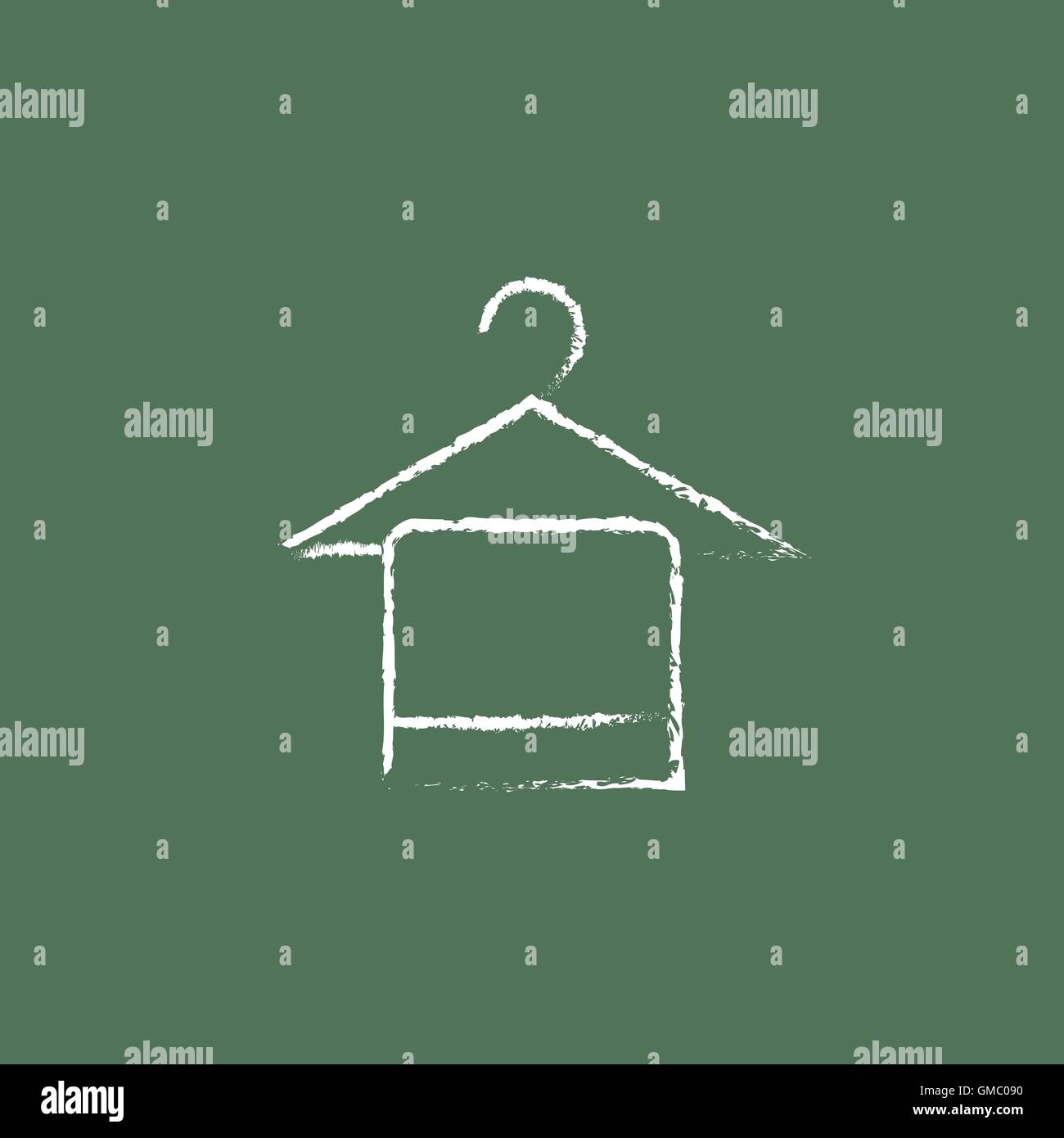Handtuch auf Kleiderbügel-Symbol in der Kreide gezeichnet. Stock Vektor