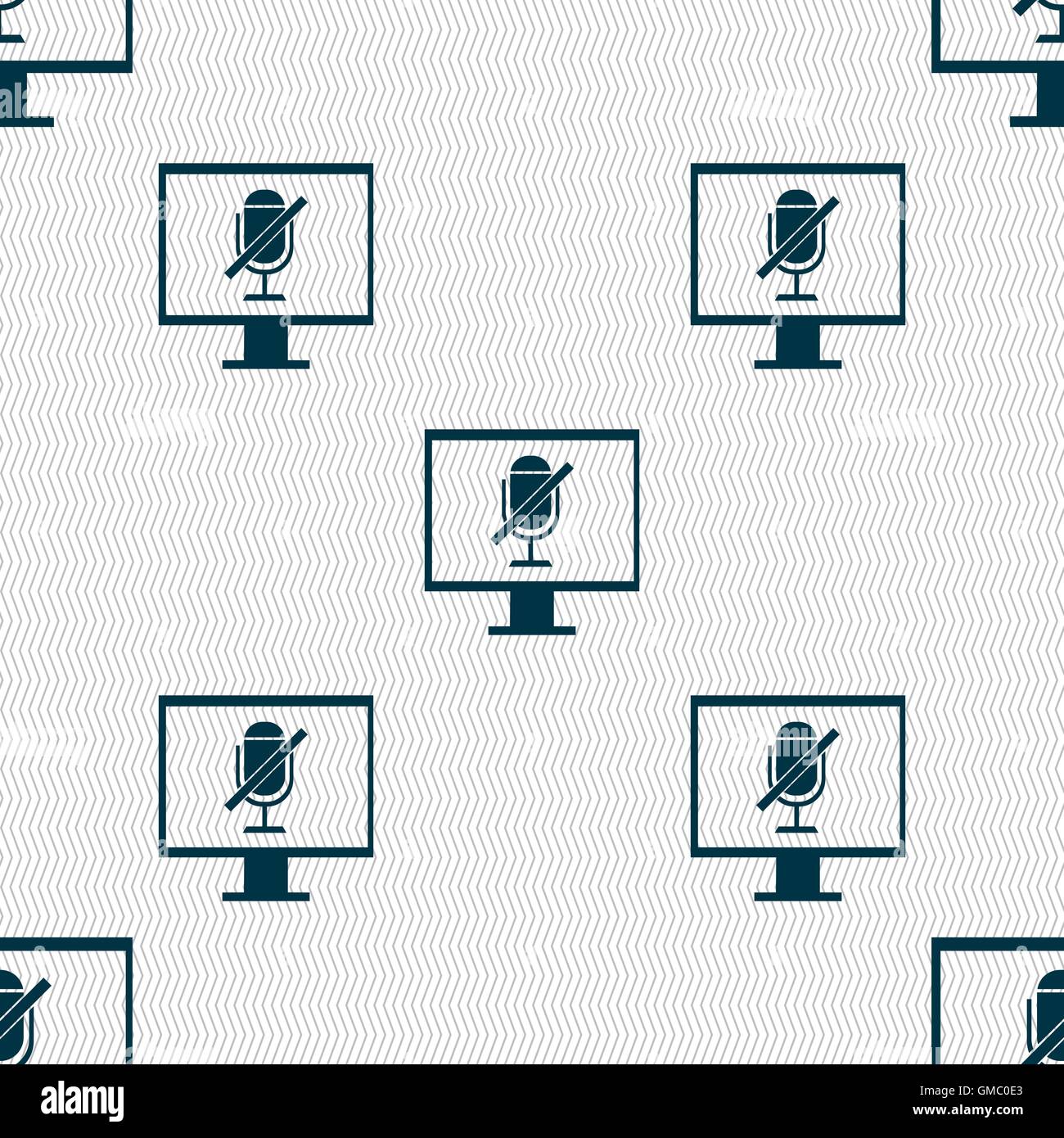 Kein Mikrofon-Schild-Symbol. Lautsprecher-Symbol. Nahtlose abstrakten Hintergrund mit geometrischen Formen. Vektor Stock Vektor