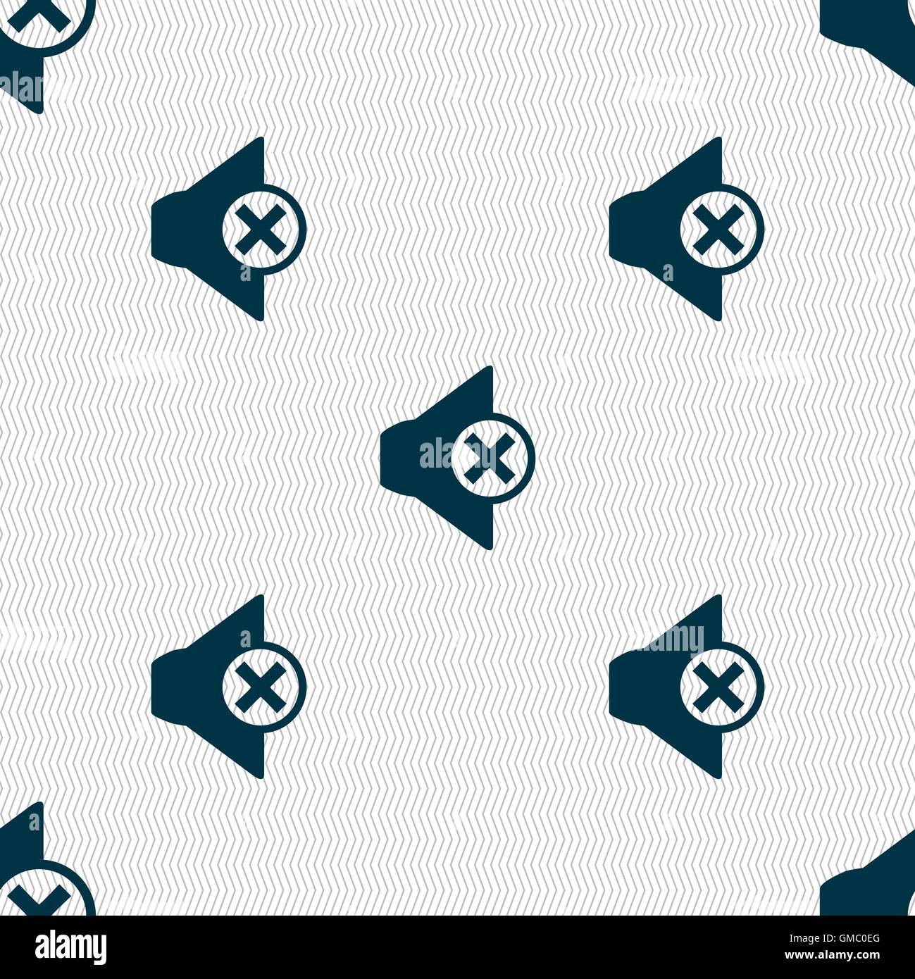 Stumme Zeichen Lautsprechersymbol. Sound-Symbol. Nahtlose abstrakten Hintergrund mit geometrischen Formen. Vektor Stock Vektor