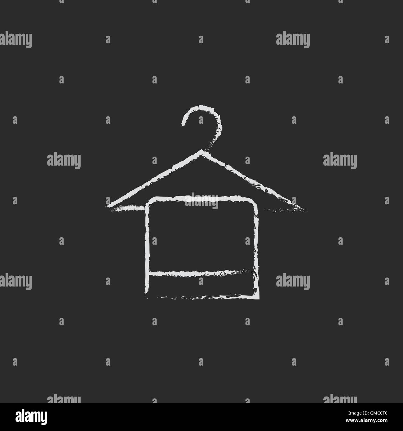 Handtuch auf Kleiderbügel-Symbol in der Kreide gezeichnet. Stock Vektor