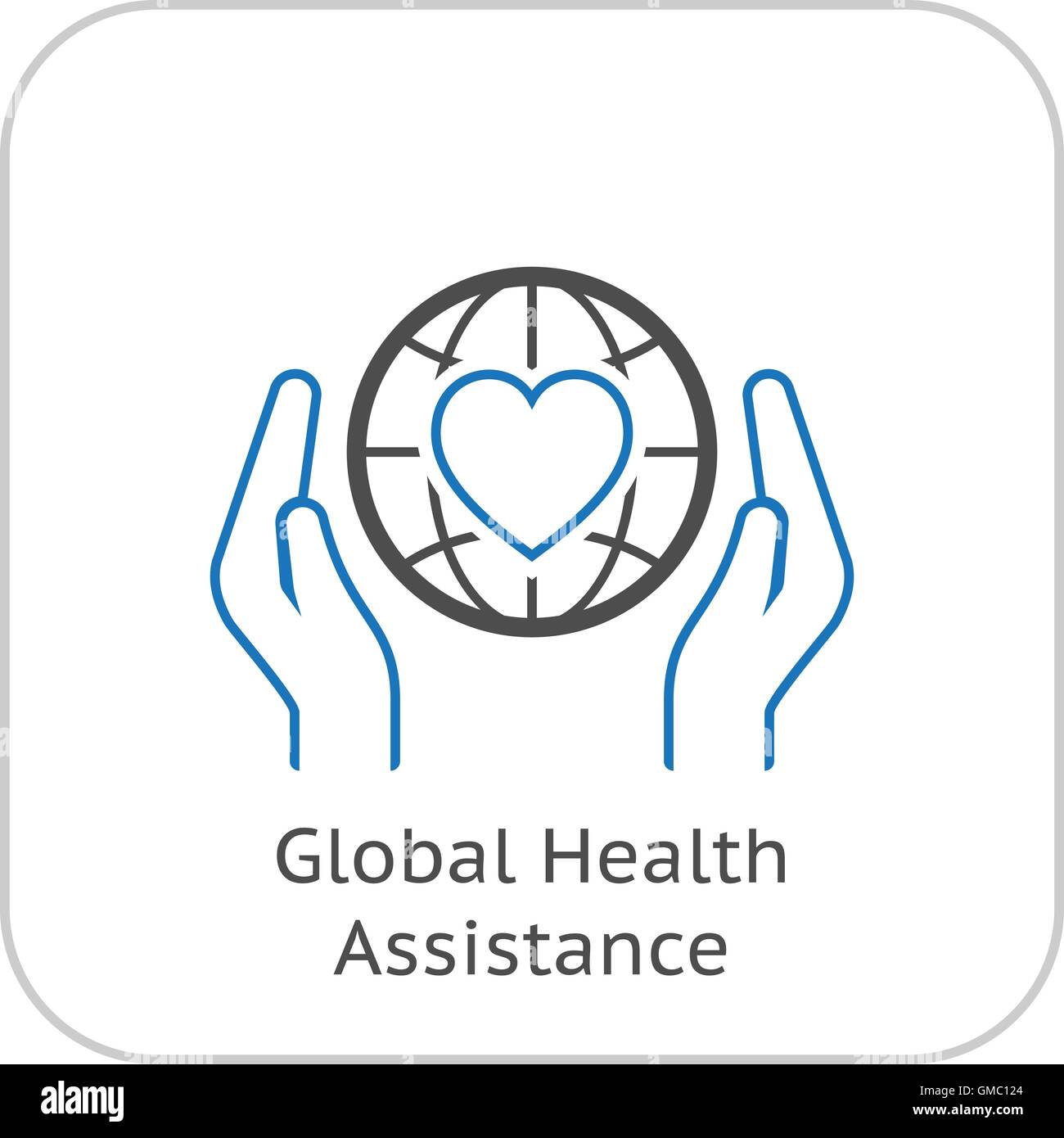 Globale Gesundheit Hilfe Symbol. Flaches Design. Stock Vektor