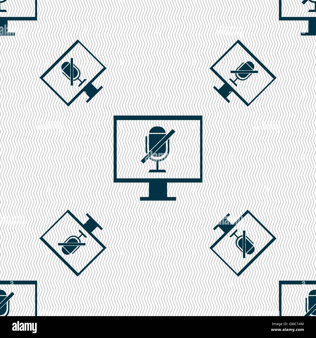 Kein Mikrofon-Schild-Symbol. Lautsprecher-Symbol. Nahtlose Muster mit geometrischen Struktur. Vektor Stock Vektor