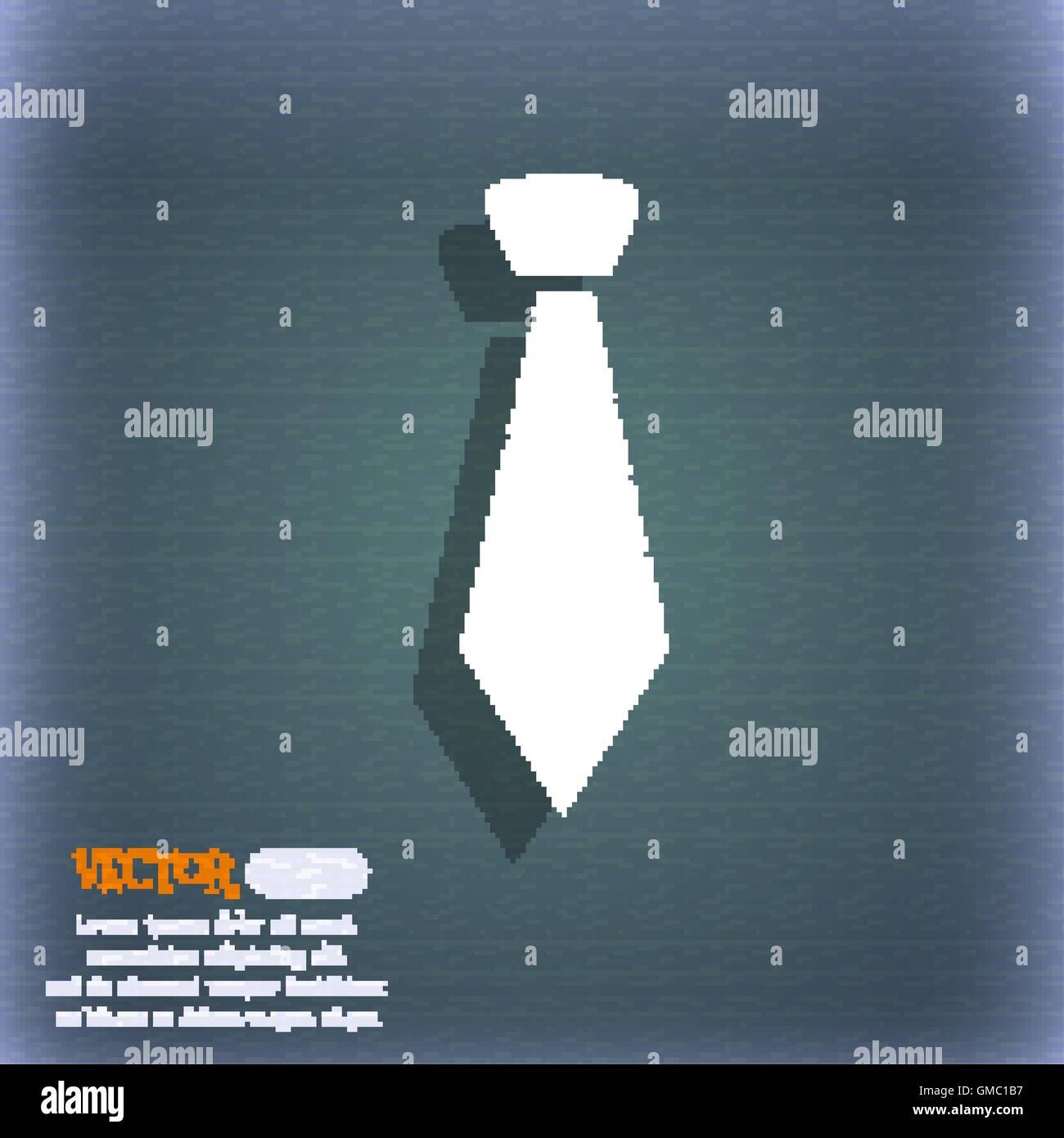 Krawatte-Schild-Symbol. Business Kleidung-Symbol. Auf dem blau-grünen abstrakten Hintergrund mit Schatten und Platz für Ihren Text. Vektor Stock Vektor
