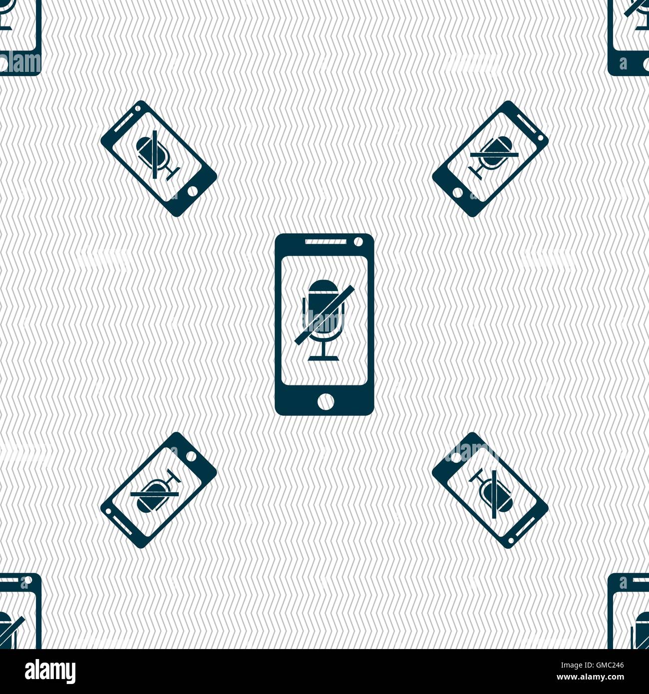 Kein Mikrofon-Schild-Symbol. Lautsprecher-Symbol. Nahtlose Muster mit geometrischen Struktur. Vektor Stock Vektor