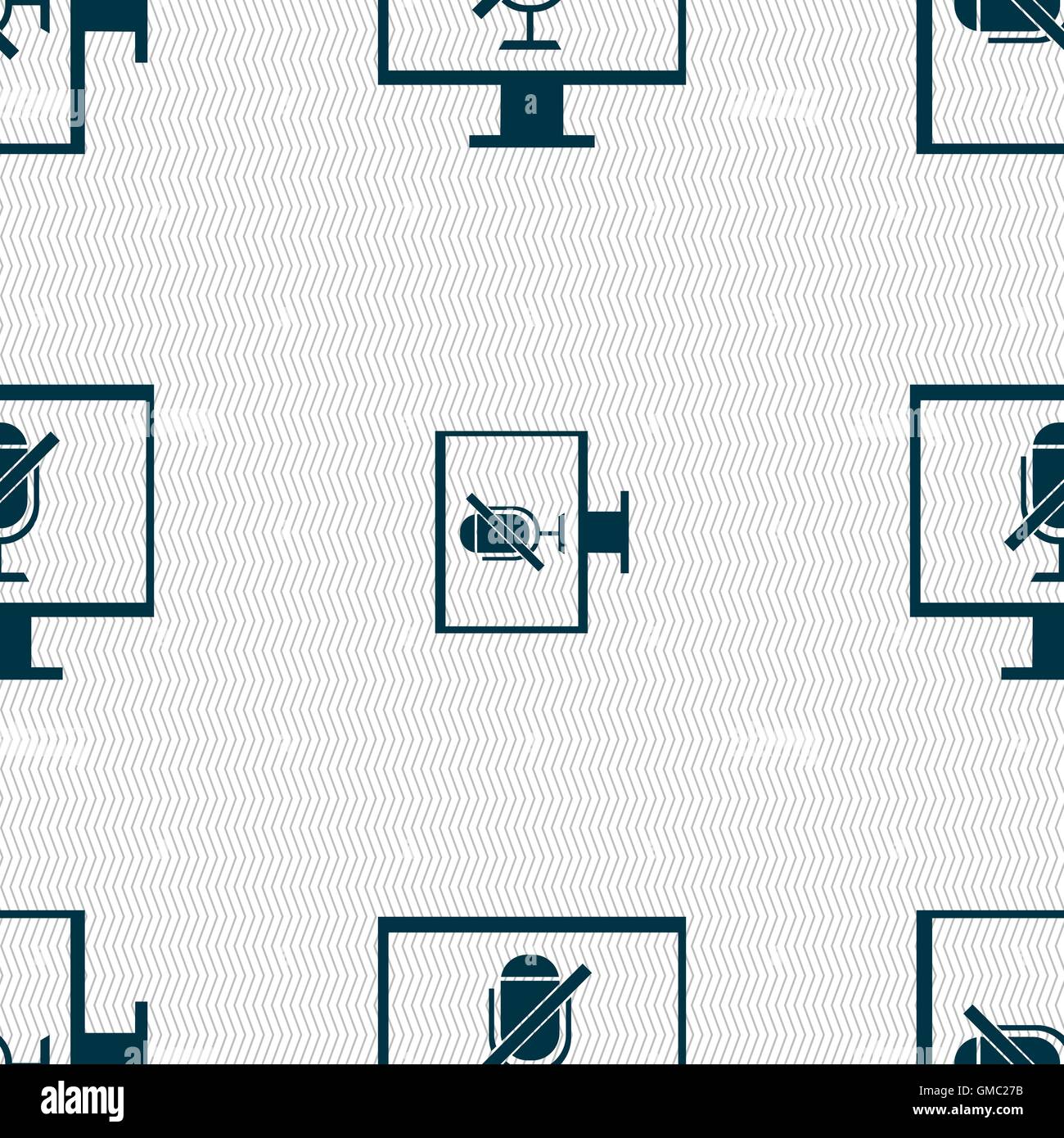 Kein Mikrofon-Schild-Symbol. Lautsprecher-Symbol. Nahtlose abstrakten Hintergrund mit geometrischen Formen. Vektor Stock Vektor