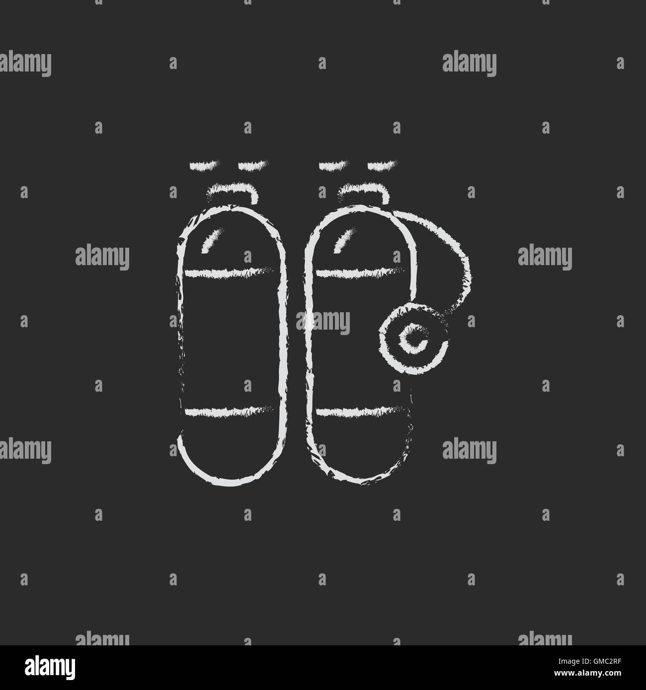 Sauerstoff-Tank-Symbol in Kreide gezeichnet. Stock Vektor