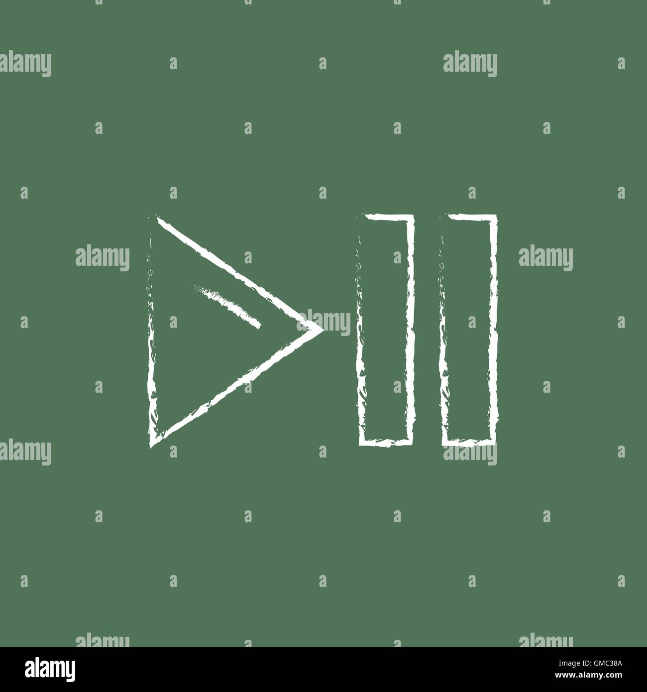 Pause und nächsten Button-Symbol in der Kreide gezeichnet. Stock Vektor