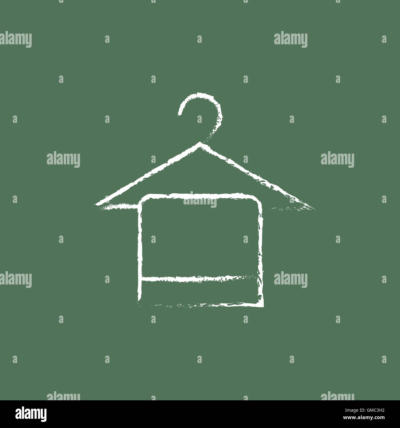 Handtuch auf Kleiderbügel-Symbol in der Kreide gezeichnet. Stock Vektor