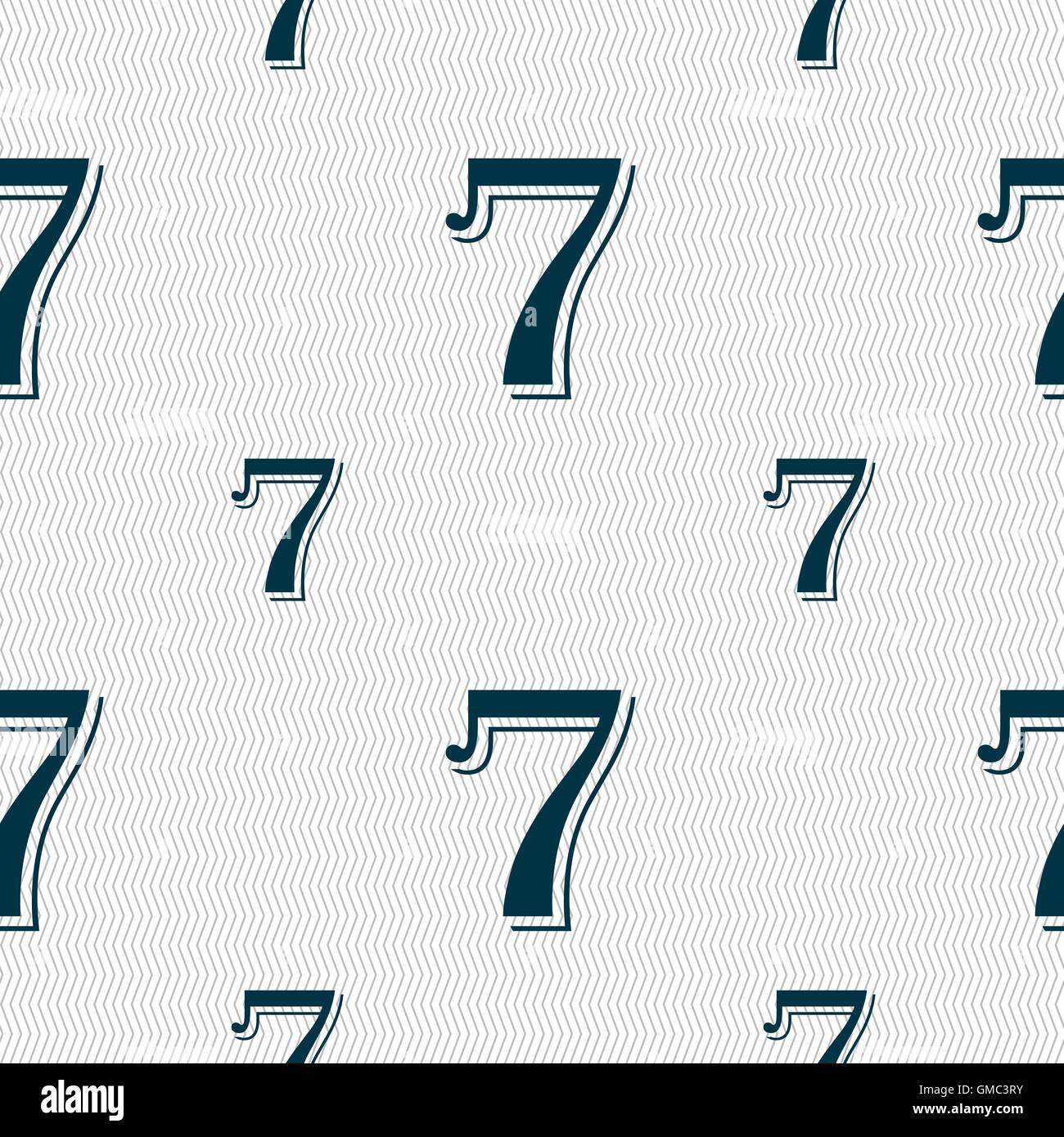 Nummer sieben Symbol Zeichen. Nahtlose Muster mit geometrischen Struktur. Vektor Stock Vektor