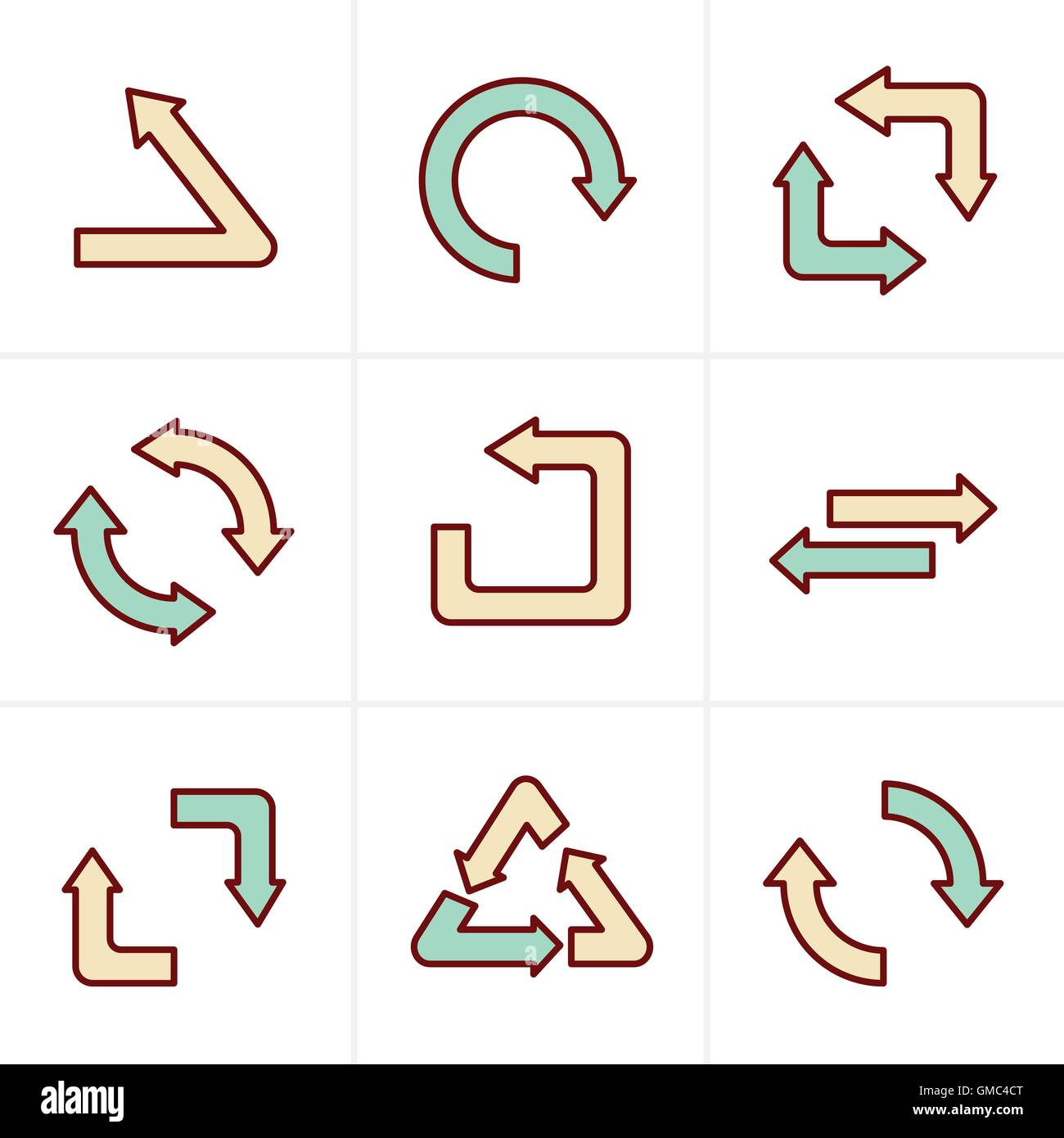 Symbole, einfache Stil, flaches Design recyceln Symbole in schwarz isolat Stock Vektor