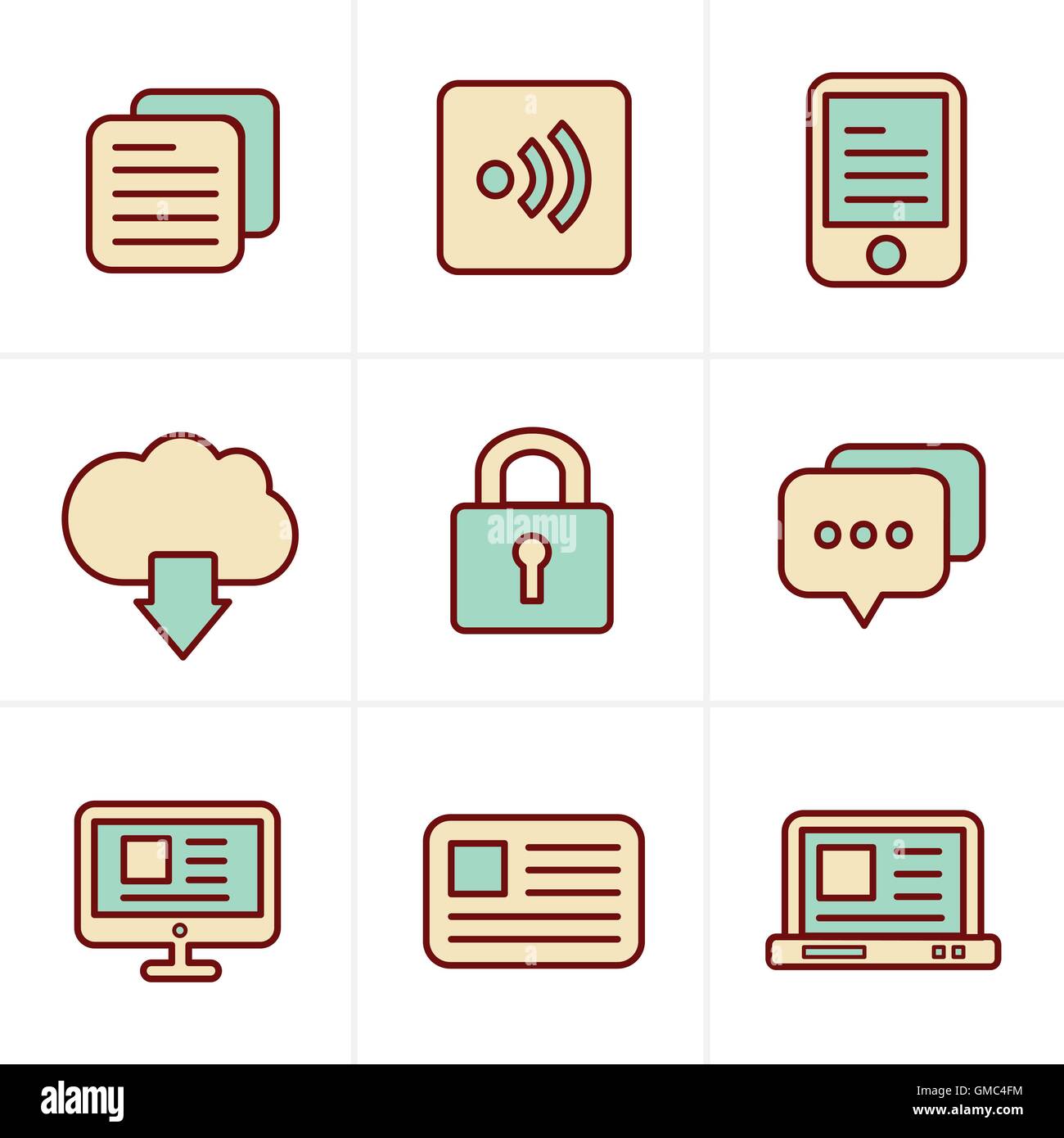 Ikonen-Stil Website Icons Set, Vektor-Design Stock Vektor