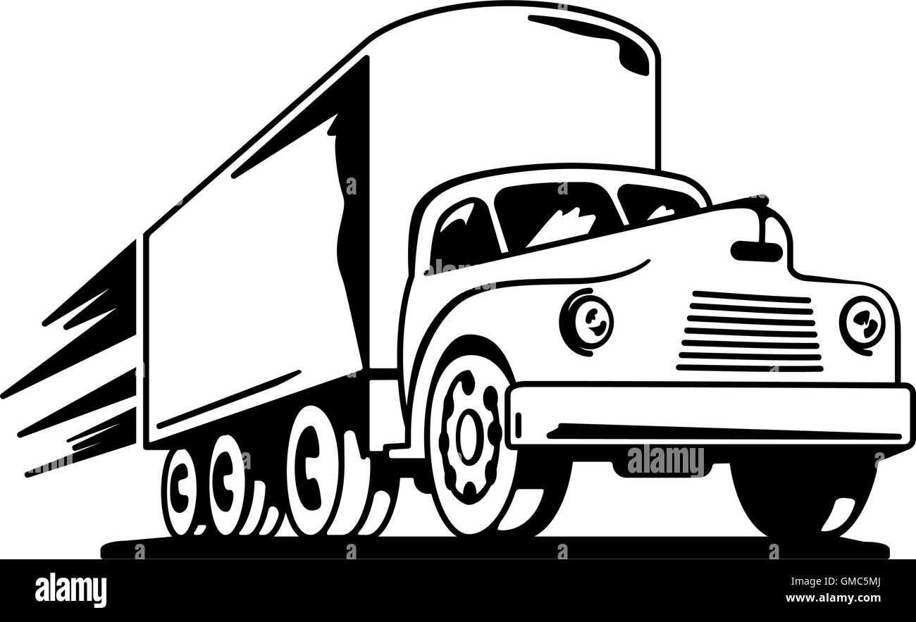 Perspektive zeichnen von Oldtimer-LKW mit Geschwindigkeit Streifen