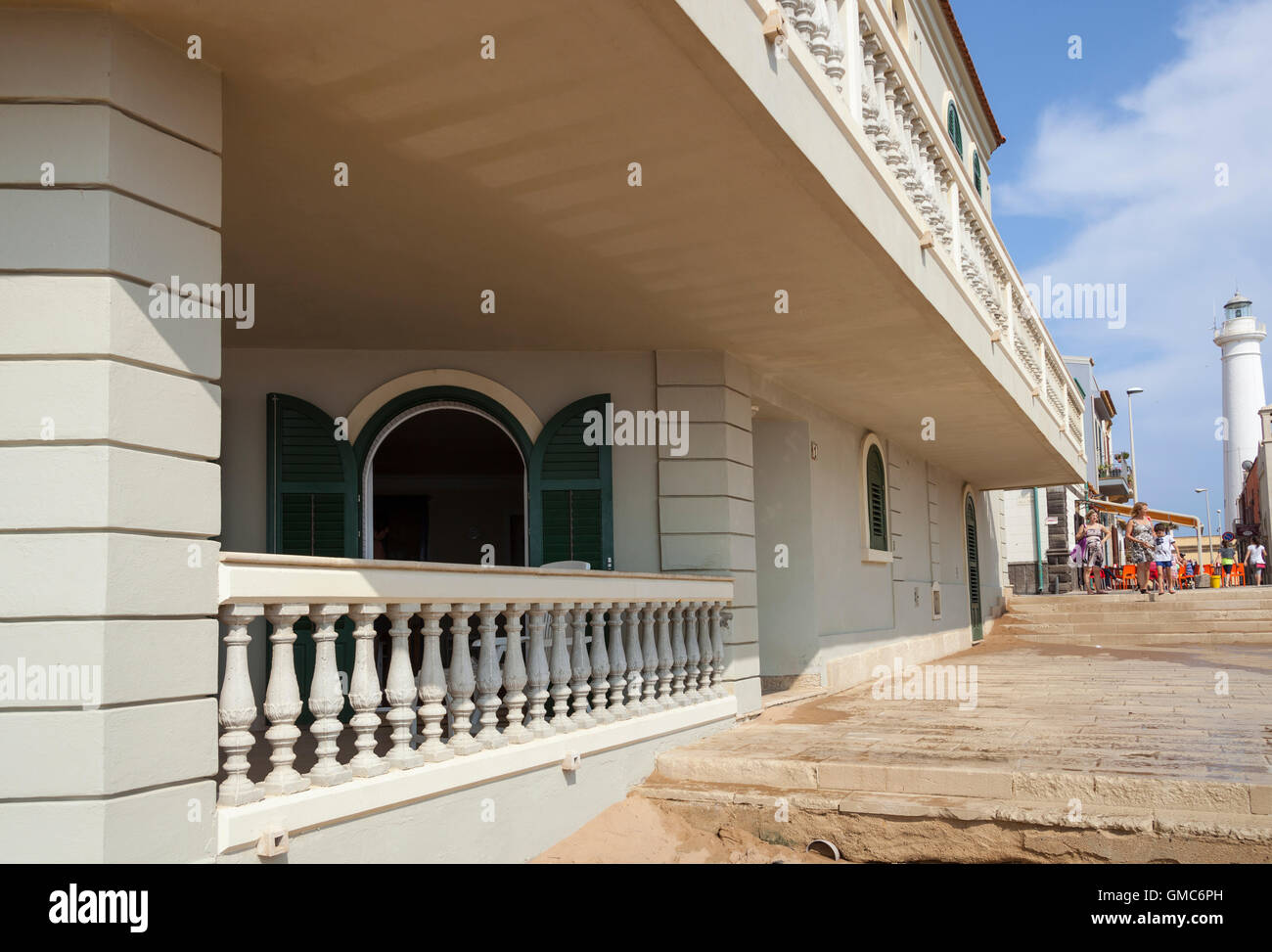 Das Haus des fiktiven TV-Detektiv Commissario Montalbano, Punta Secca, Santa Croce Camerina, Sizilien, Italien Stockfoto