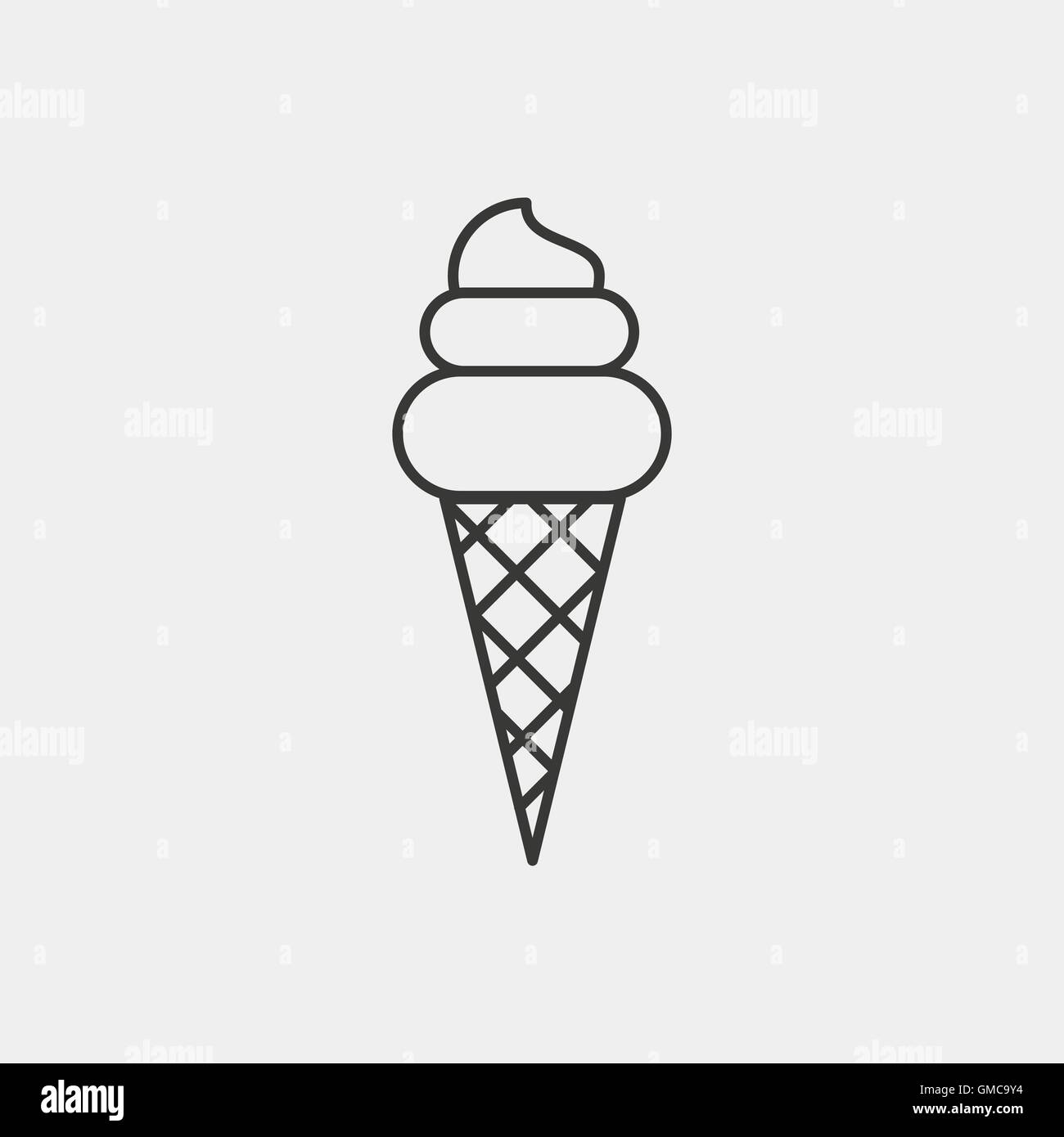 Eis mit Konus-Symbol braun Gliederung zur Veranschaulichung Stock Vektor