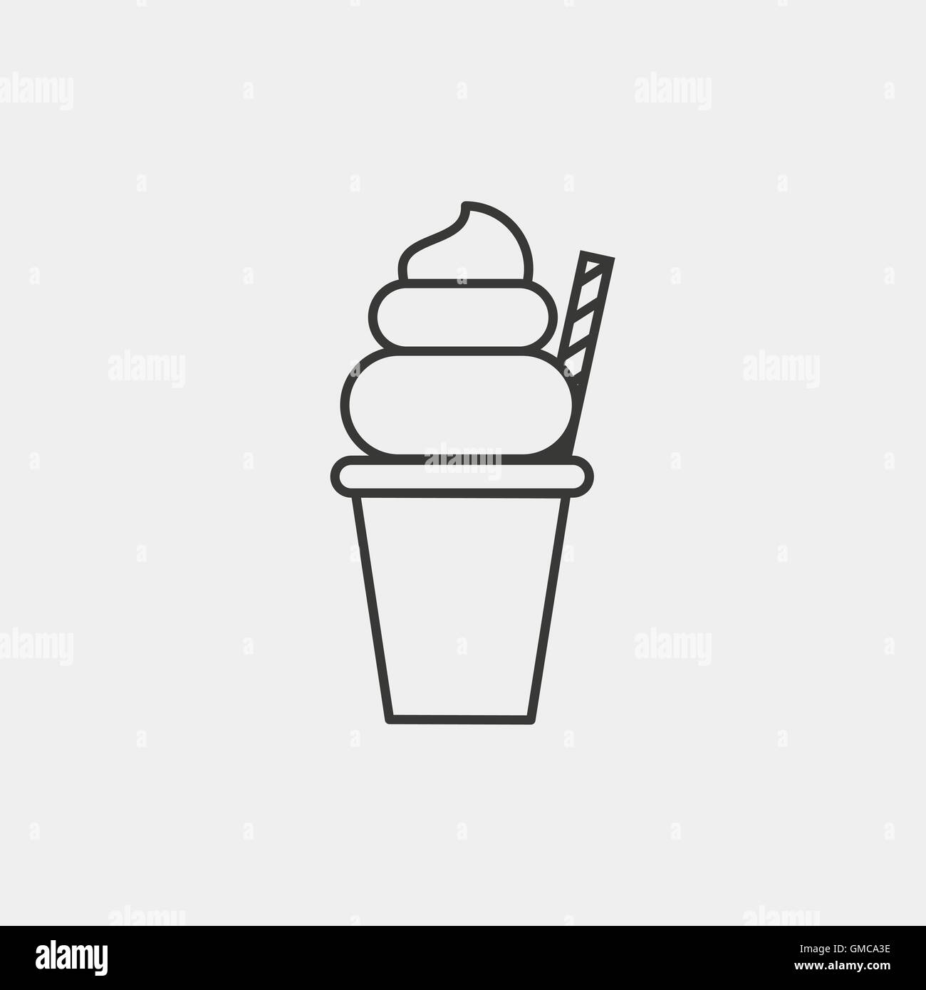 Eis mit Cookie-Symbol des braunen Umriss zur Veranschaulichung Stock Vektor