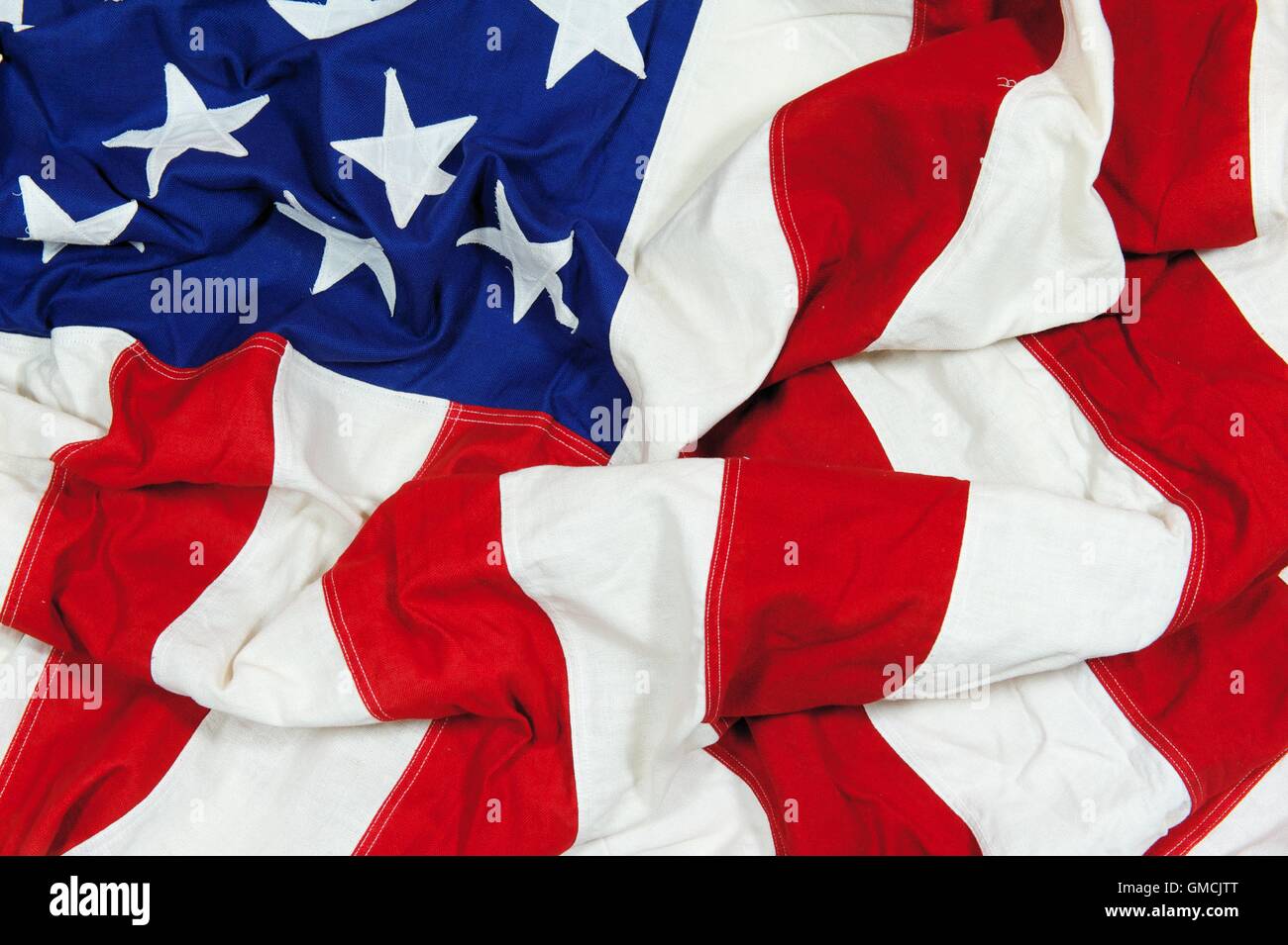 Zerknittert und faltige amerikanische Flagge Hintergrund Stockfoto