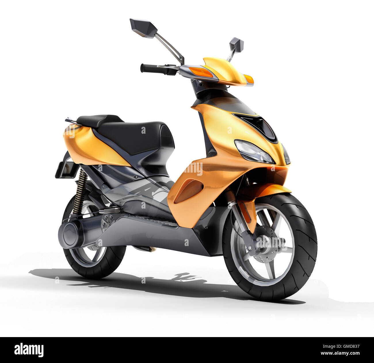 Trendige orange Scooter hautnah Stockfoto