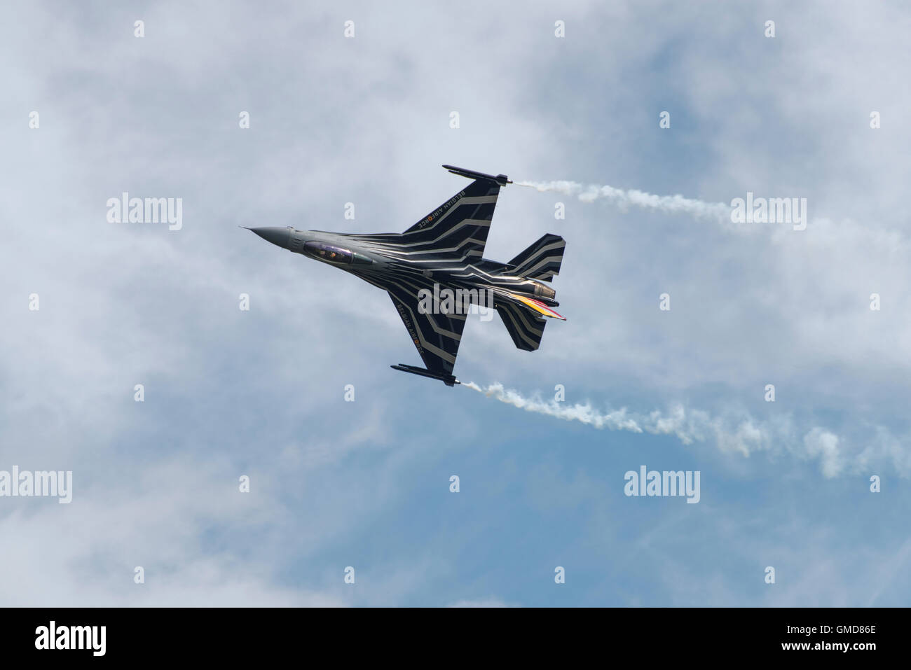 General Dynamics (Lockheed Martin) F-16A Fighting Falcon Kampfjet aus der belgischen Luftwaffe zeigt am 2016 RIAT Stockfoto