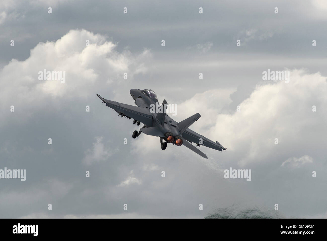 United States Navy Boeing F/A-18F Super Hornet multirole militärischer Kampfjet dauert bis 2016 RIAT anzeigen Stockfoto