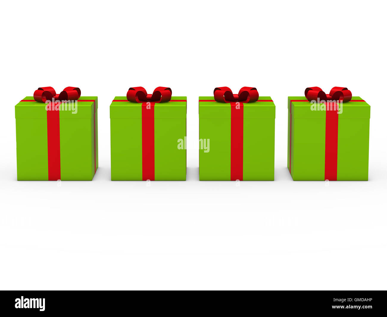 3D Geschenk-Box grün-rot Stockfoto