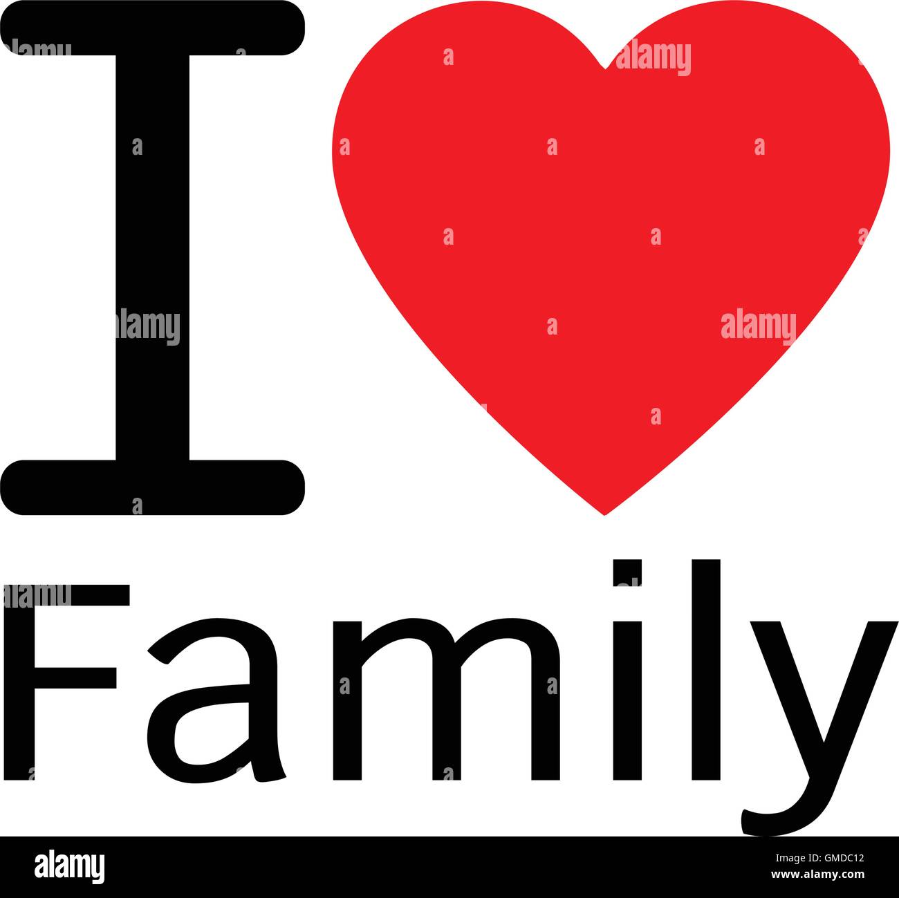 Ich liebe Familie Schriftzug Illustration Design mit Schild Stock Vektor