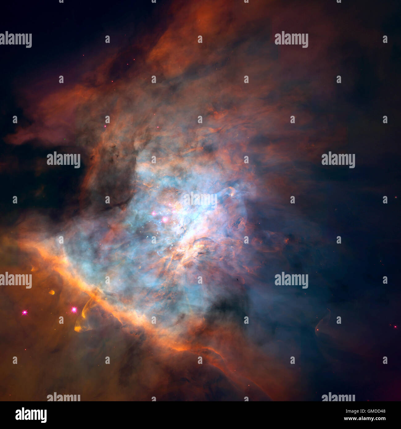 Panorama Hubble-Bild Umfragen Sterne Geburt, Proto-planetarische Systeme im großen Orionnebel. Retuschierte Bild. Stockfoto