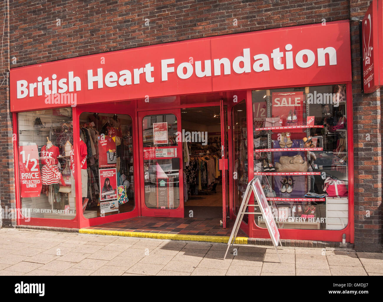 British Heart Foundation Charity-Shop in Northallerton, North Yorkshire Stockfoto