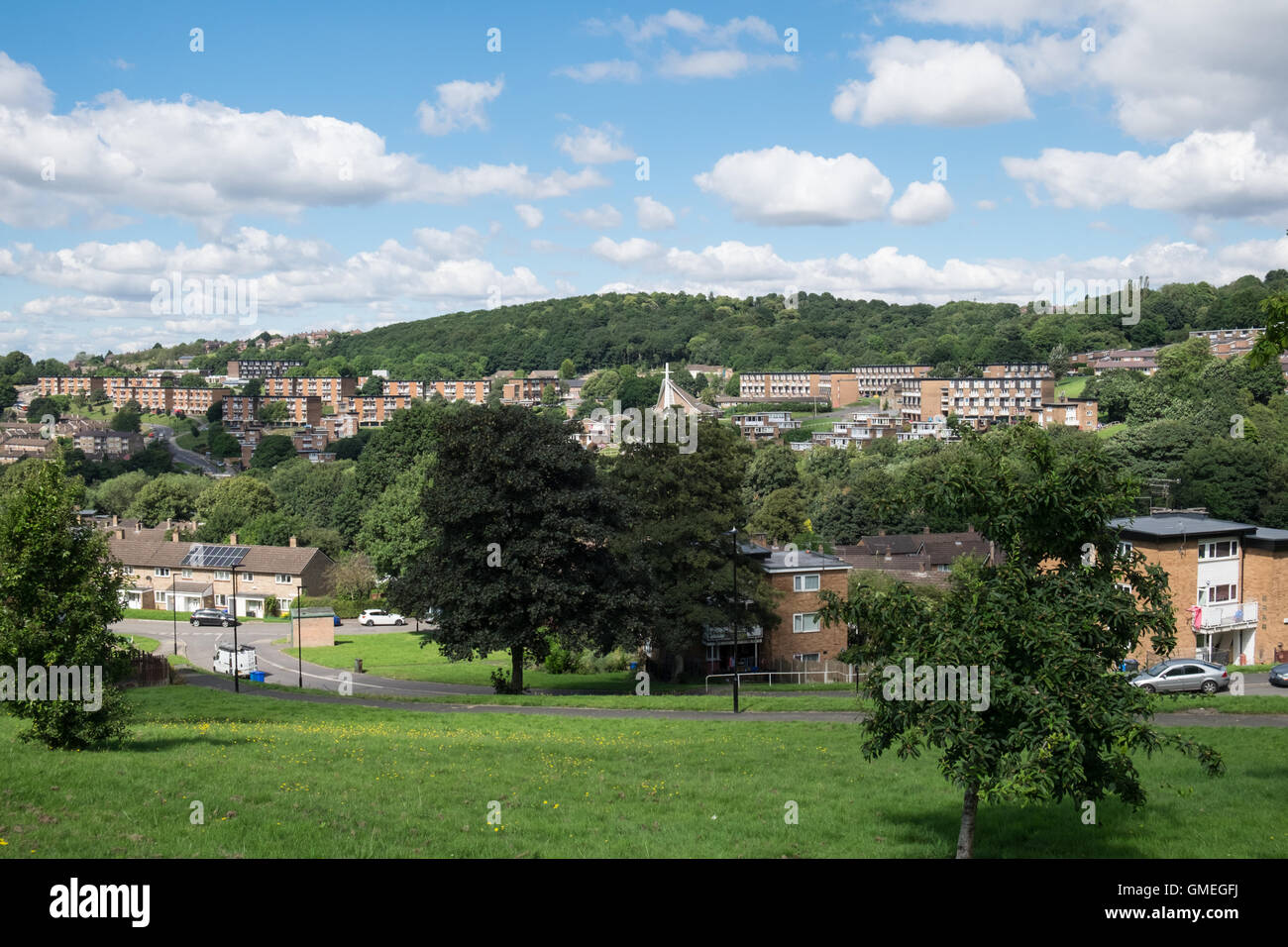 Sozialer Wohnungsbau, Gleadless Tal, Sheffield Stockfoto