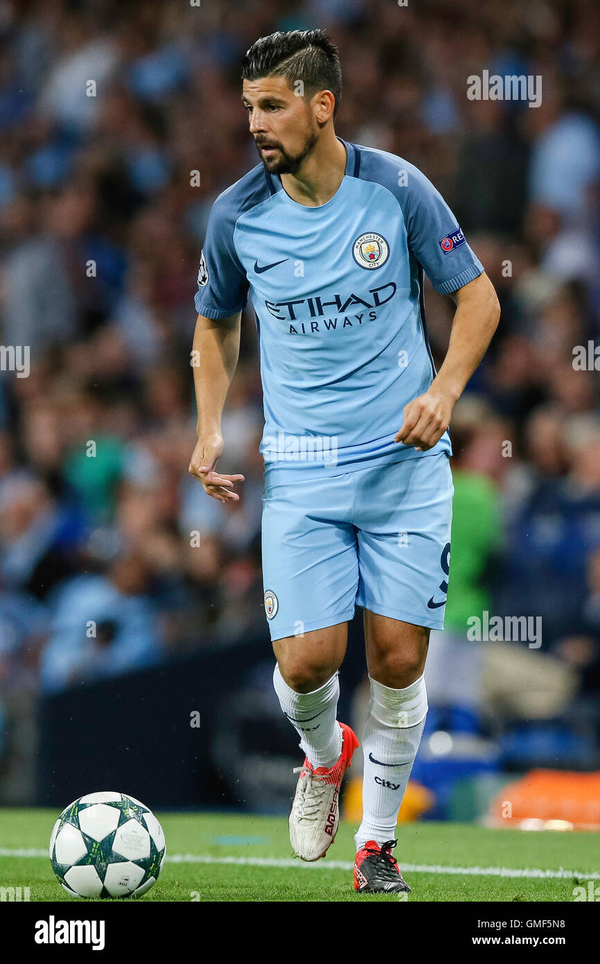 Manchester, UK. 24. August 2016. Nolito (Mann C) Fußball: Nolito von Manchester City in der UEFA Champions League Play-off-Rückspiel-match zwischen Manchester City und Steaua Bukarest im Etihad Stadium in Manchester, England. © AFLO/Alamy Live-Nachrichten Stockfoto