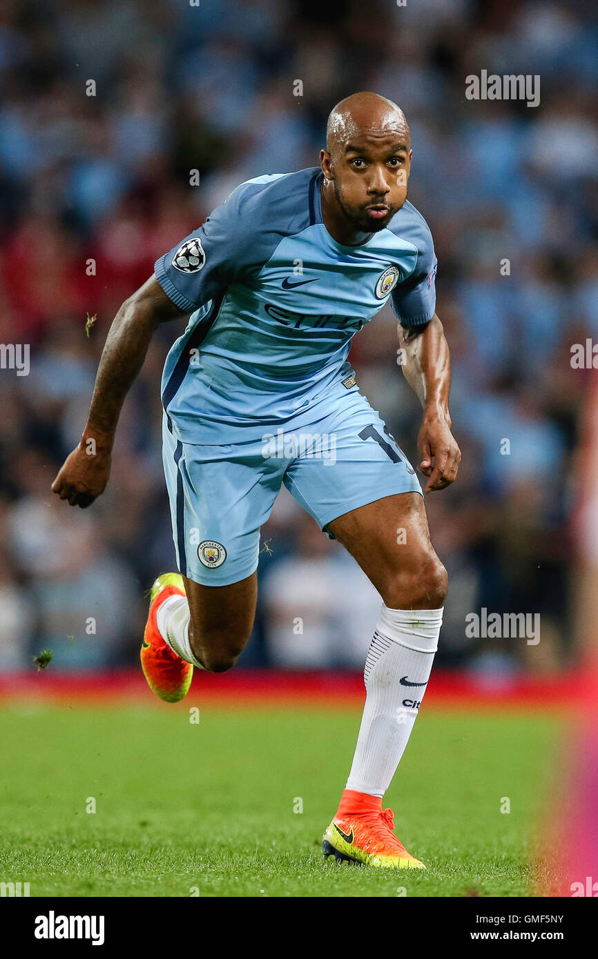 Manchester, UK. 24. August 2016. Fabian Delph (Mann C) Fußball: Fabian Delph von Manchester City in der UEFA Champions League Play-off-Rückspiel-match zwischen Manchester City und Steaua Bukarest im Etihad Stadium in Manchester, England. © AFLO/Alamy Live-Nachrichten Stockfoto