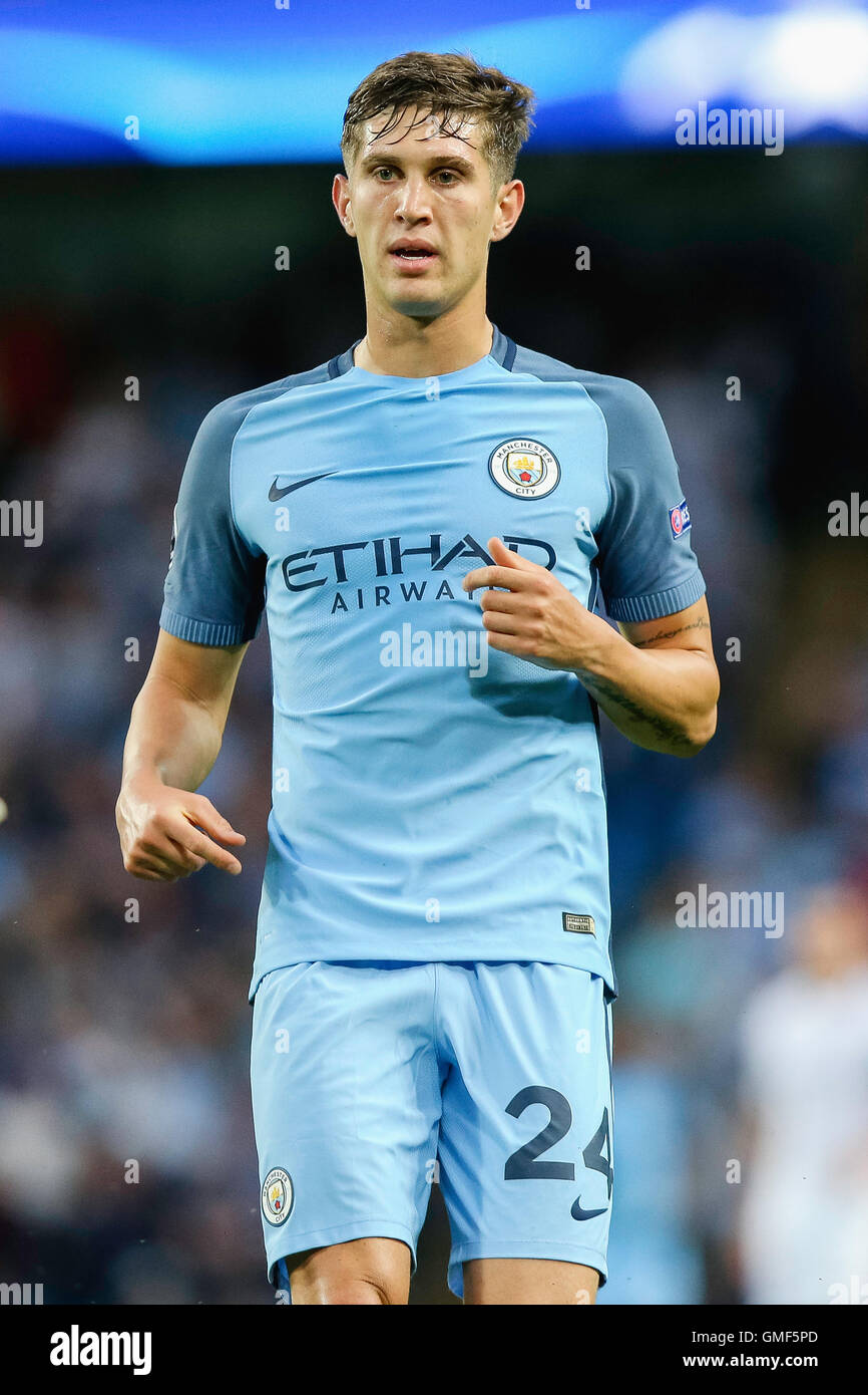 Manchester, UK. 24. August 2016. John Steinen (Mann C) Fußball: John Steinen von Manchester City in der UEFA Champions League Play-off-Rückspiel match zwischen Manchester City und Steaua Bukarest im Etihad Stadium in Manchester, England. © AFLO/Alamy Live-Nachrichten Stockfoto