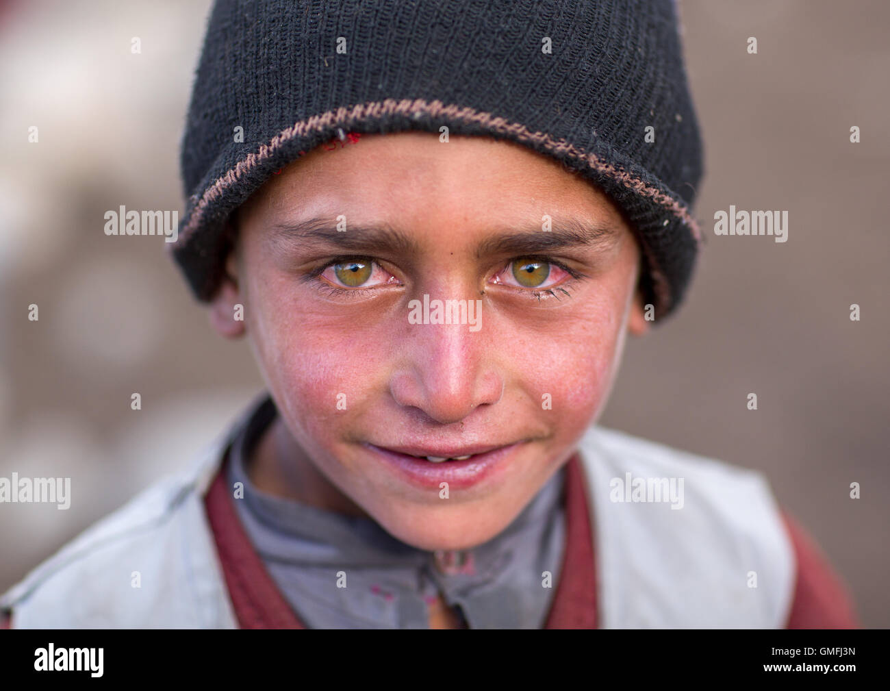 Wakhi Nomad junge mit klaren Augen, große Pamir Wakhan, Afghanistan Stockfoto
