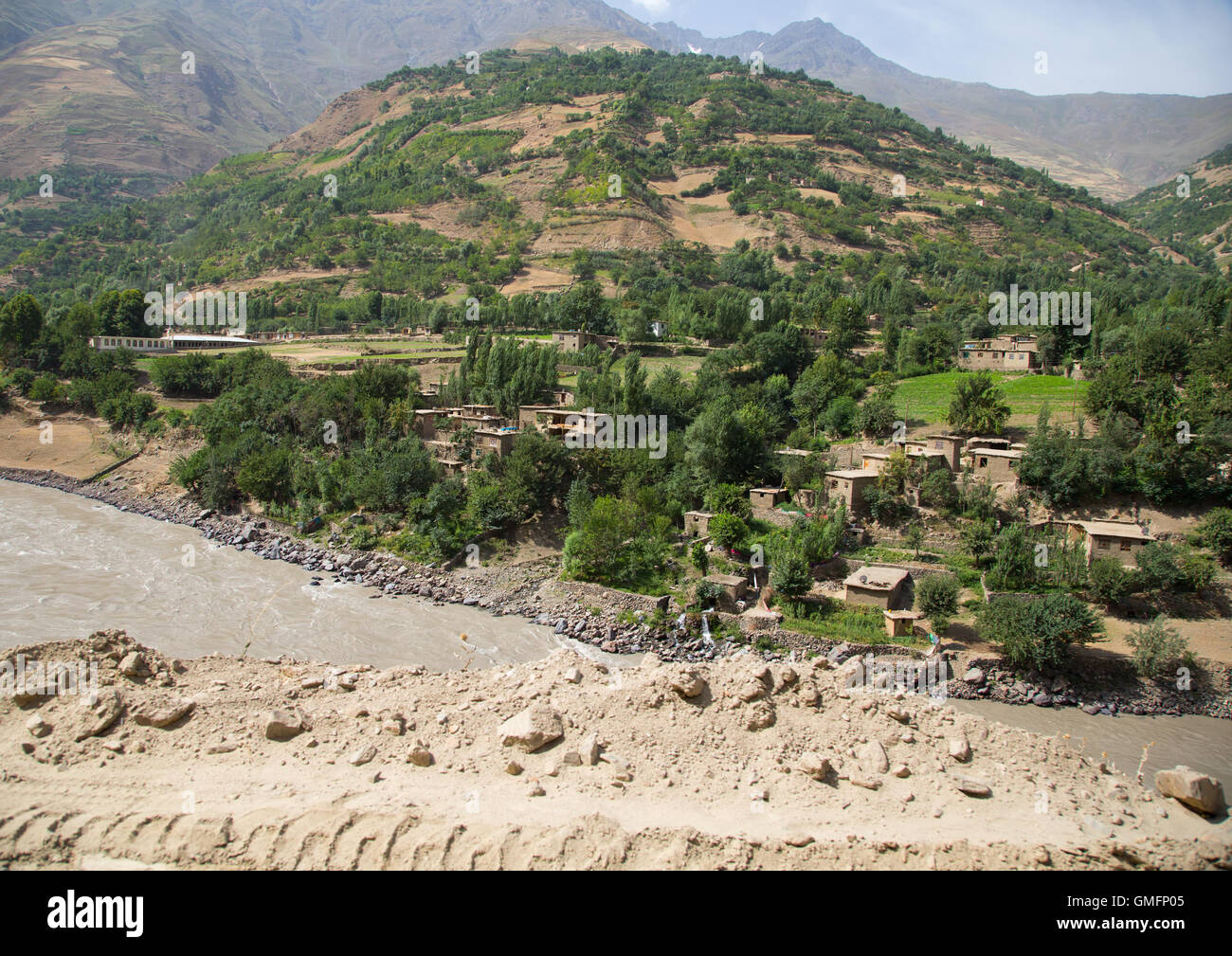 Adobe-Häusern in einem kleinen Dorf, Badakhshan Provinz Darmadar, Afghanistan Stockfoto