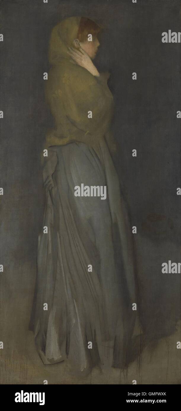 Arrangement in gelb und grau: Effie Deans, von James McNeill Whistler, c. 1876-78, amerikanische Malerei, Öl auf Leinwand. Dieses Gemälde war ursprünglich eine seiner "Arrangements"-Serie. Der Untertitel von "Effie Deans" bezieht sich auf die Heldin von Sir Walter Scotts Roman "The Heart of Midlothian' (BSLOC 2016 2 105) Stockfoto