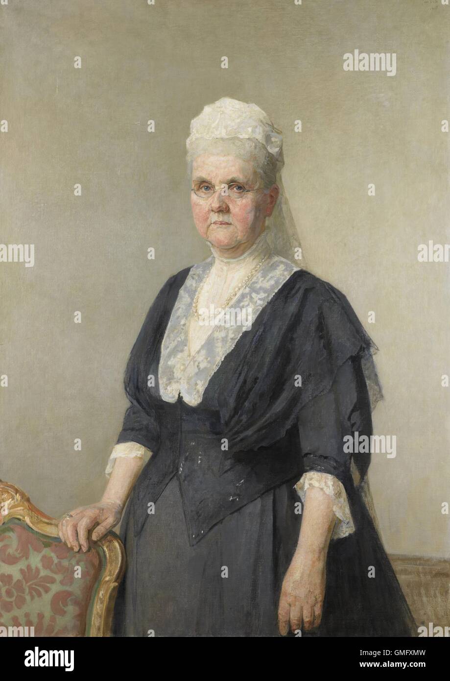 Königin Emma, Prinzessin von Waldeck-Pyrmont und Witwe von König William II von Jan Veth, 1918, niederländische Malerei, Öl auf Leinwand. Sie diente als Regent während der Minorität von ihrer Tochter, Königin Wilhelmina (BSLOC 2016 2 264) Stockfoto