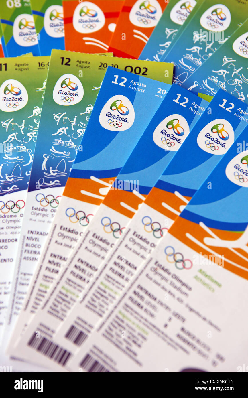 Tickets für die Olympischen Spiele Rio De Janeiro August 2016 Stockfoto