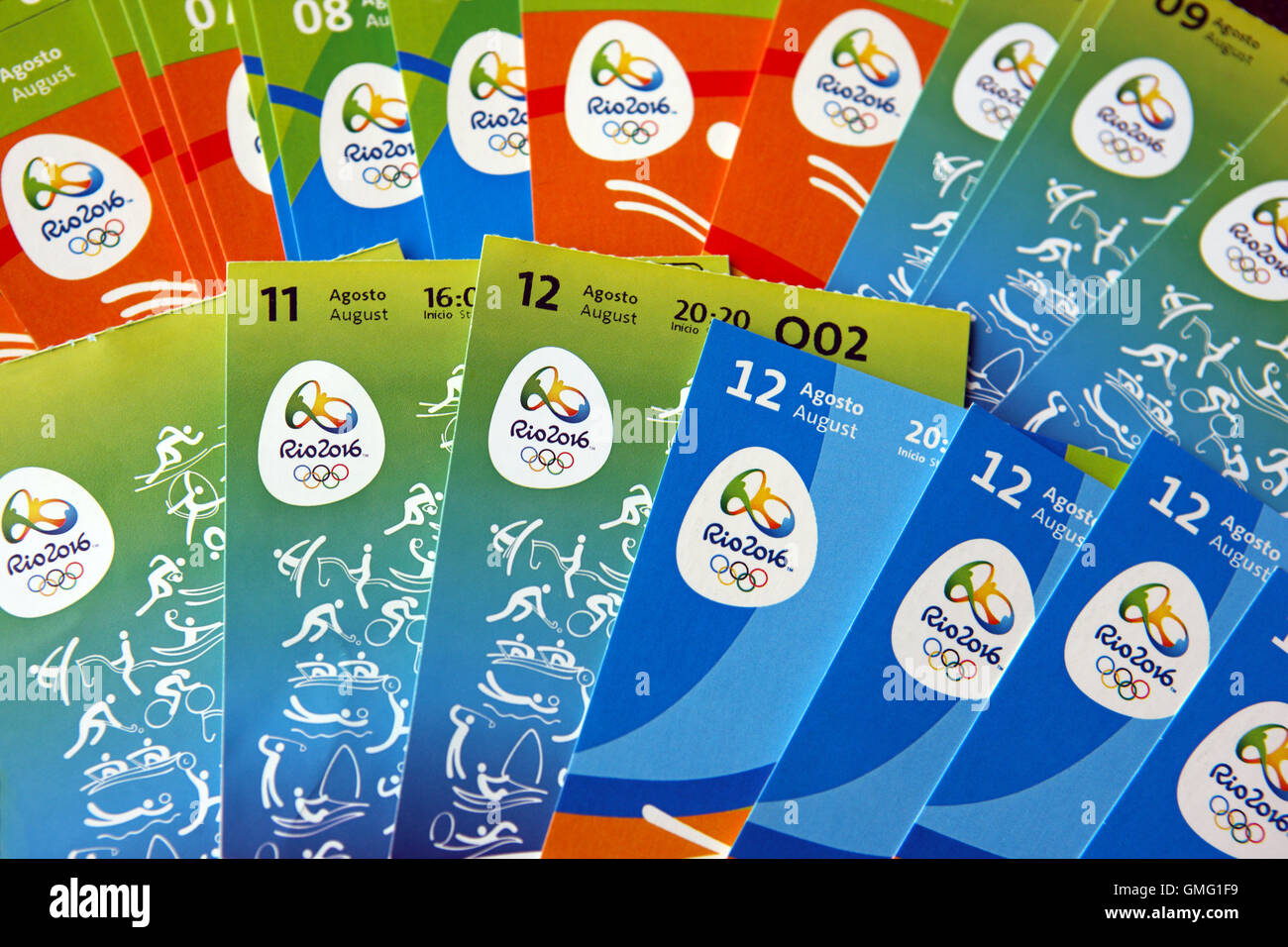 Tickets für die Olympischen Spiele Rio De Janeiro August 2016 Stockfoto