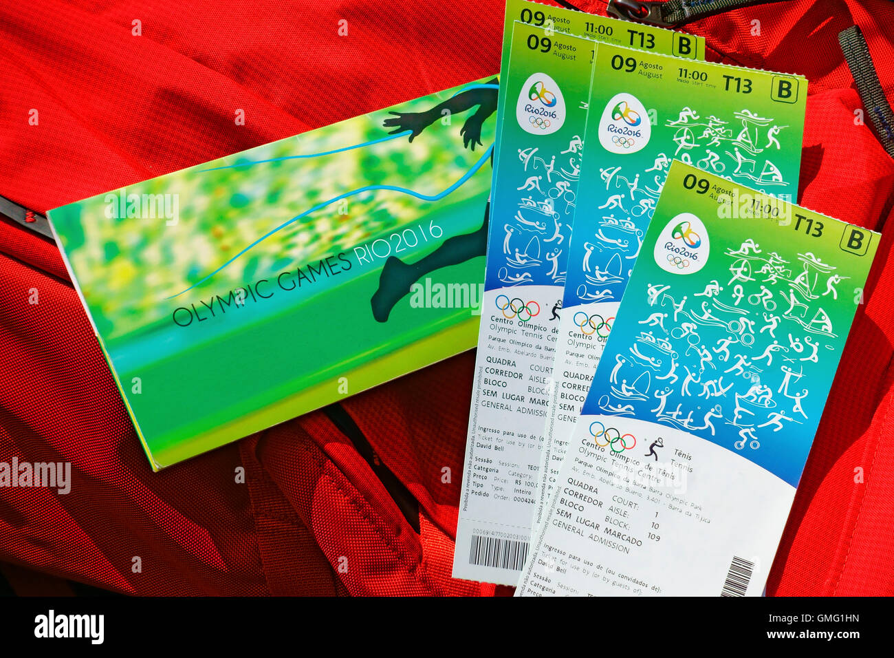 Rio Olympischen Spiele 2016 Tennis Tickets Stockfoto